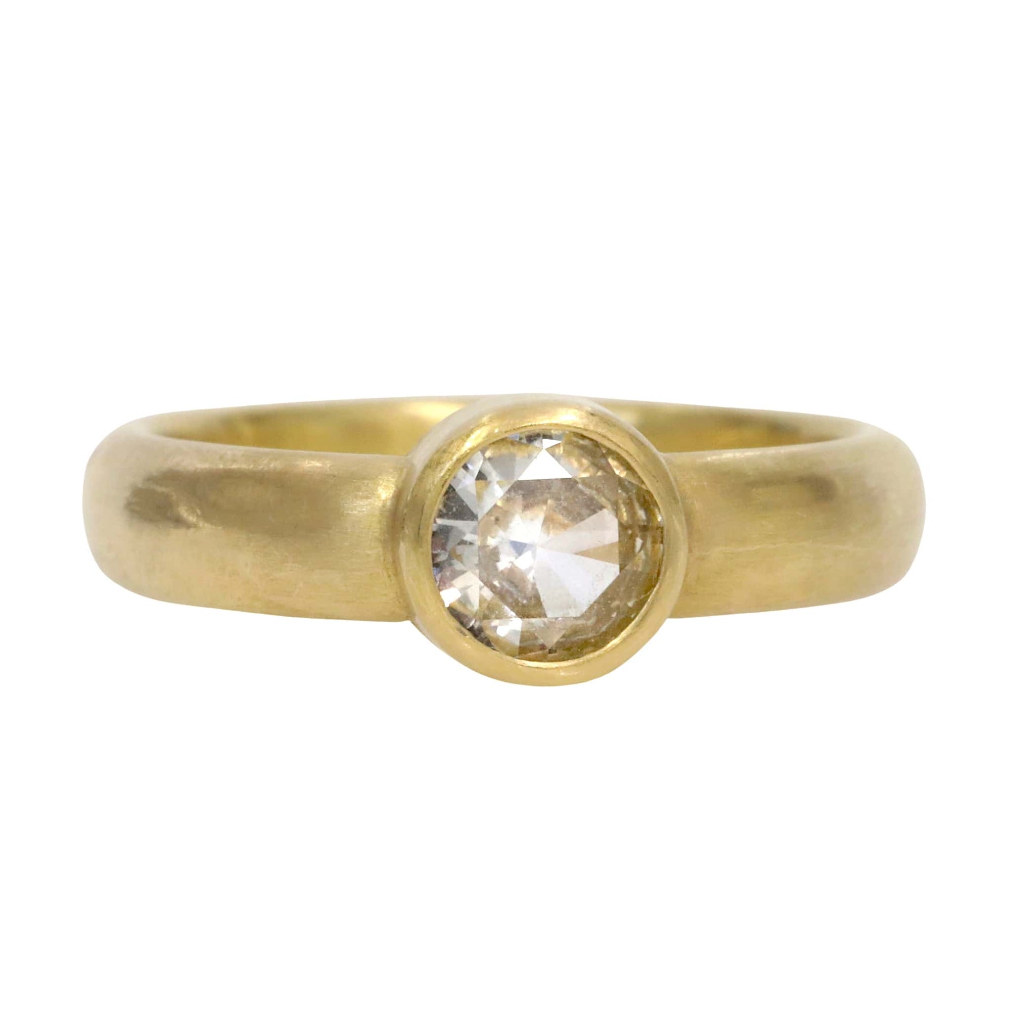 Caroline Ellen 20 &amp; 22K Gold Bezel-Set Round White Sapphire Ring