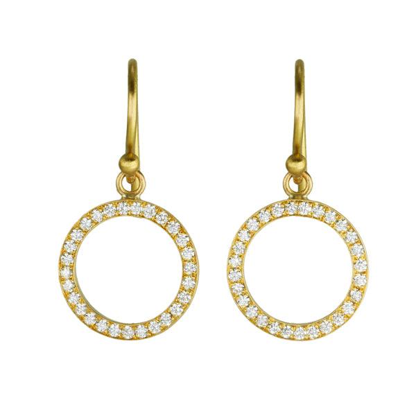 Caroline Ellen Gold and Pave Diamond Open Circle Earrings