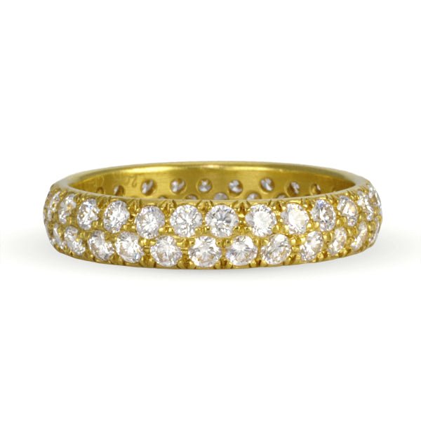 Caroline Ellen Gold and Two Row Pave Diamond Ring