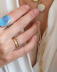 Caroline Ellen 20K Gold Bezel-Set Blue Sapphire Eternity "Ball" Ring