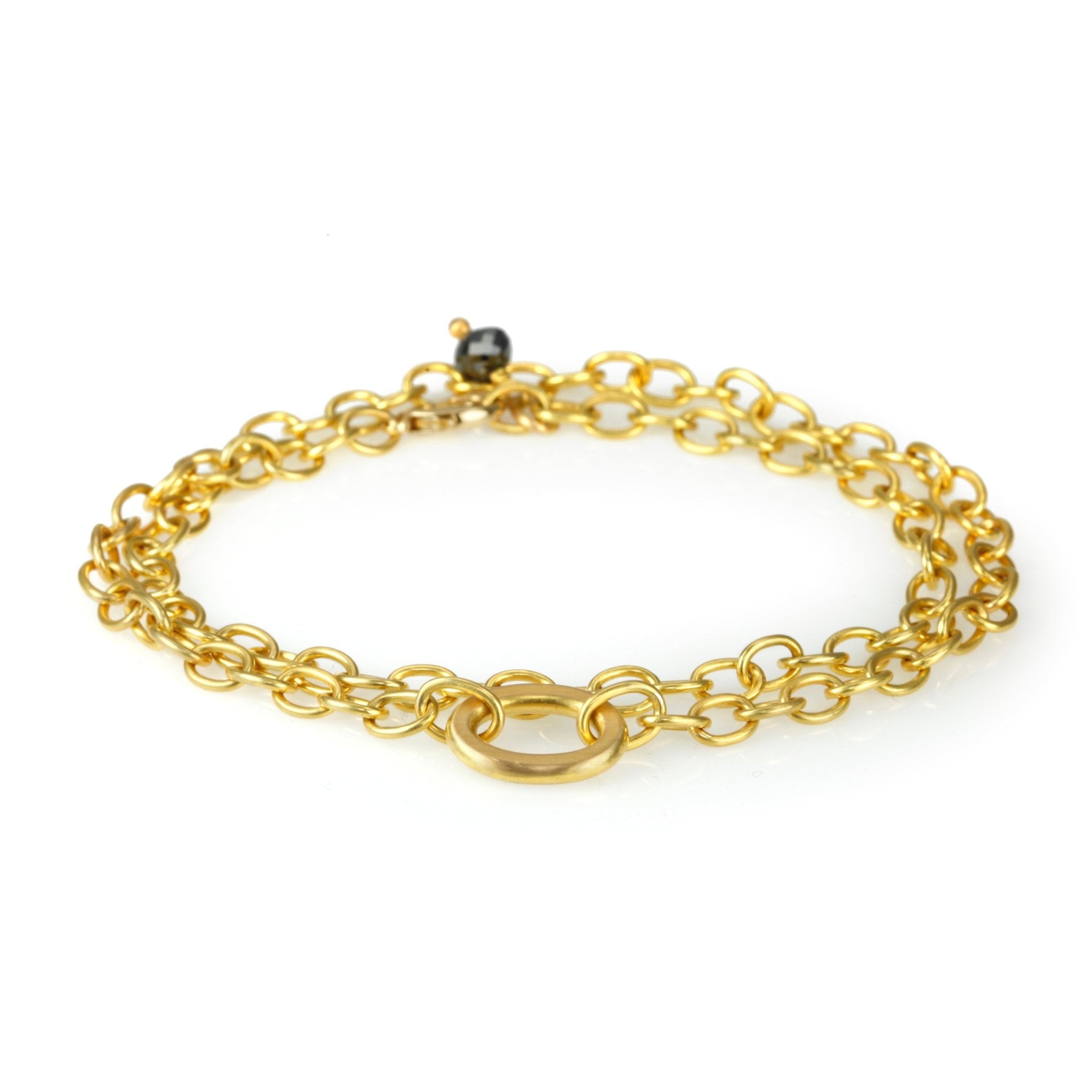 Caroline Ellen 20K Gold Double Wrap Bracelet with Black Diamond