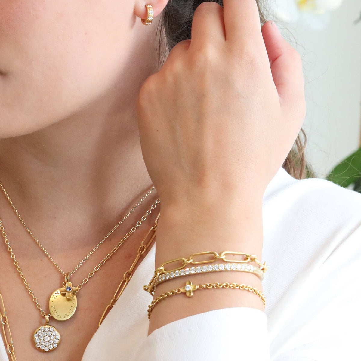 Caroline Ellen 20K Gold Handmade "Flattened Paperclip" Chain Bracelet