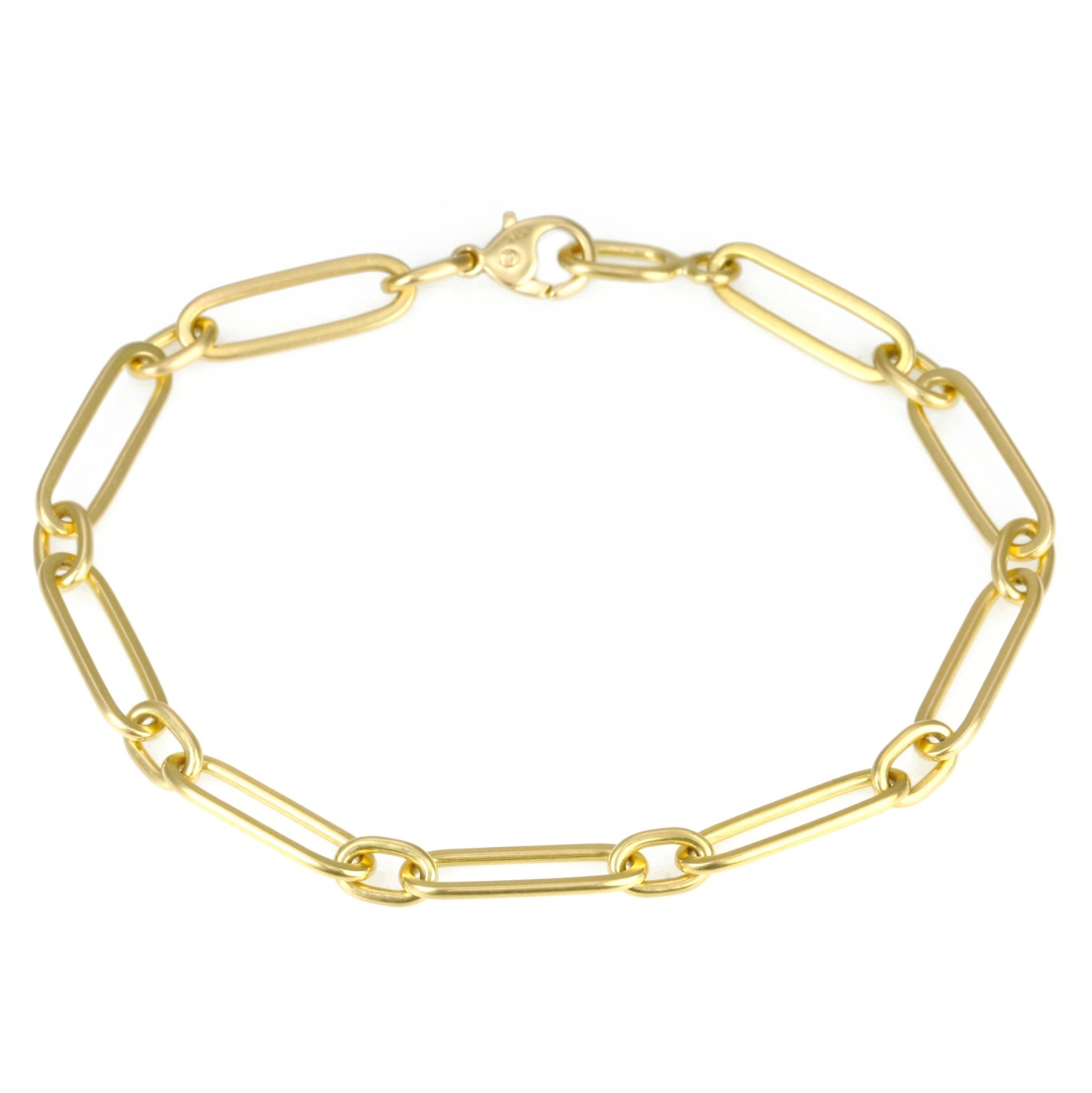 Caroline Ellen 20K Gold Handmade &quot;Flattened Paperclip&quot; Chain Bracelet