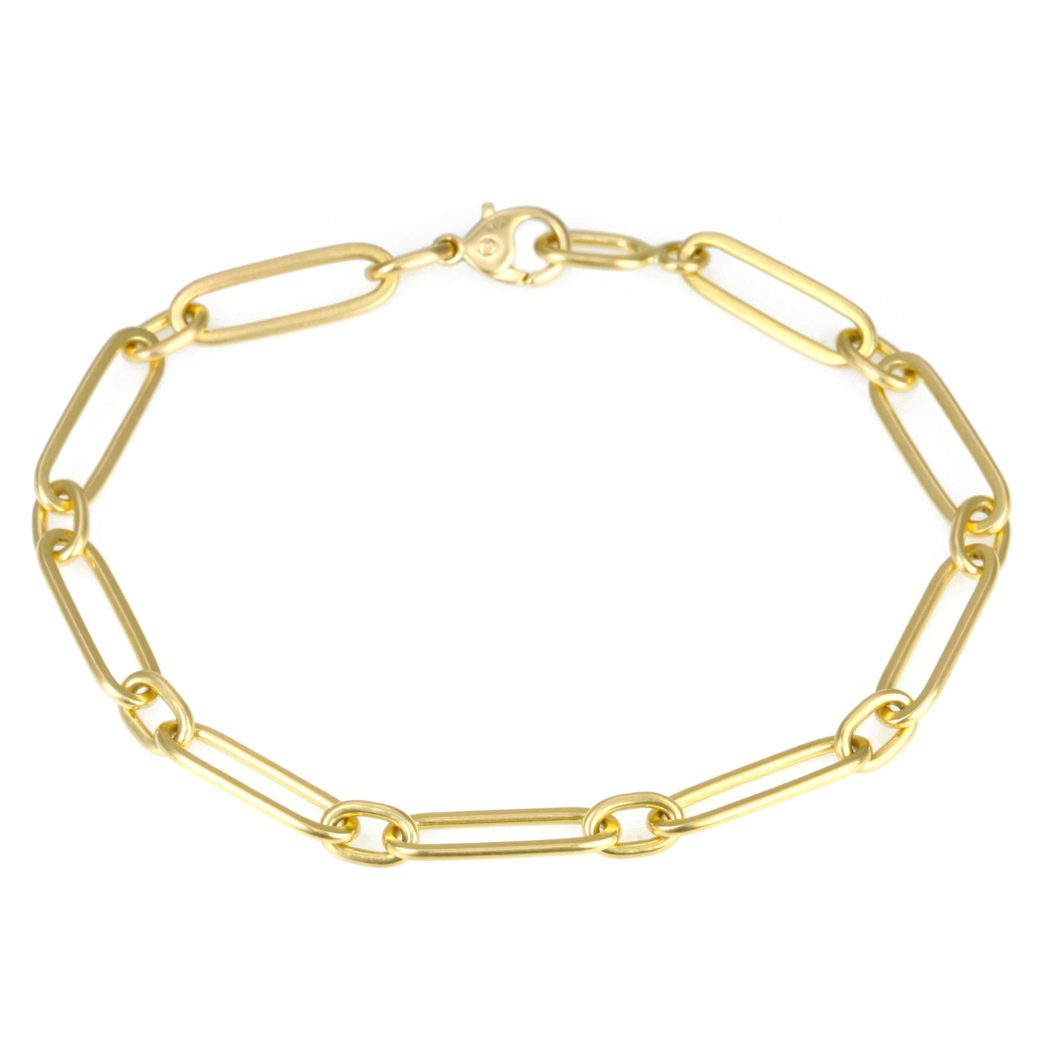 Caroline Ellen 20K Gold Handmade &quot;Flattened Paperclip&quot; Chain Bracelet