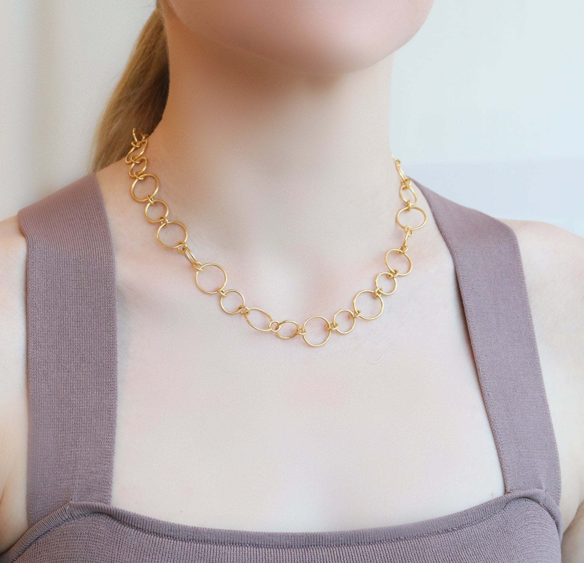 20K Gold Handmade Round &quot;Airy Link&quot; Chain