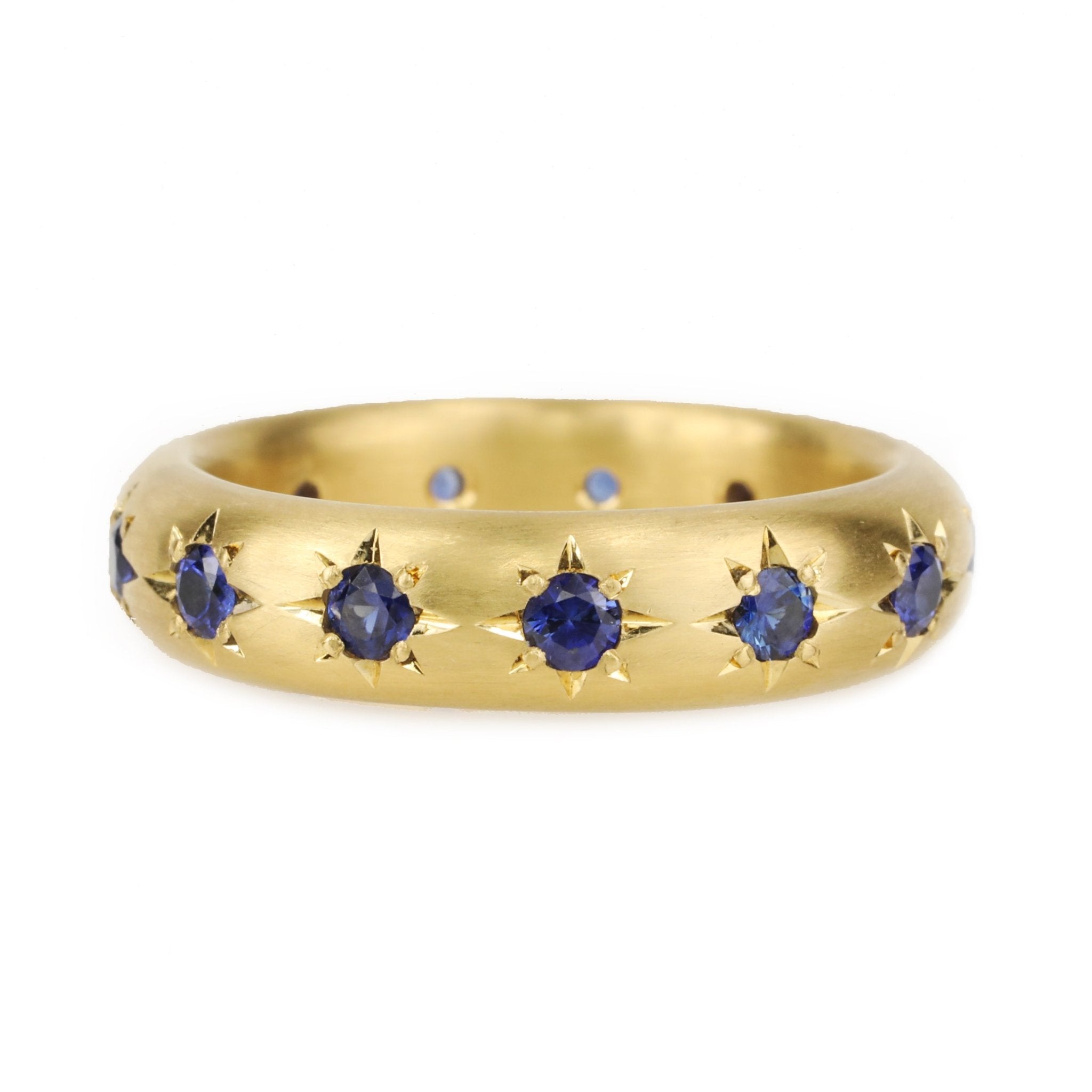 Caroline Ellen 20K Gold &quot;High Dome&quot; Ring with 13 Star-Set Blue Sapphires