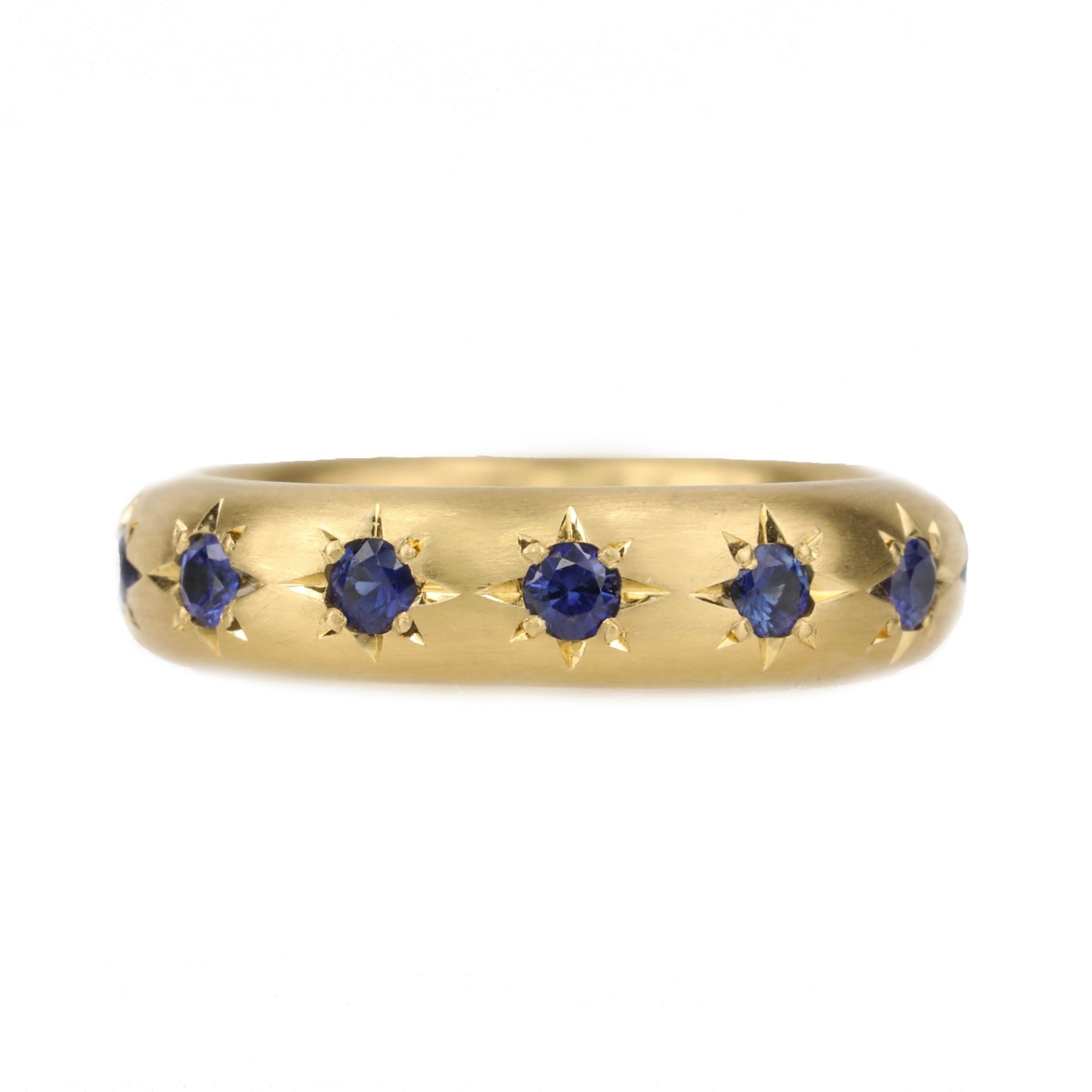 Caroline Ellen 20K Gold &quot;High Dome&quot; Ring with 13 Star-Set Blue Sapphires