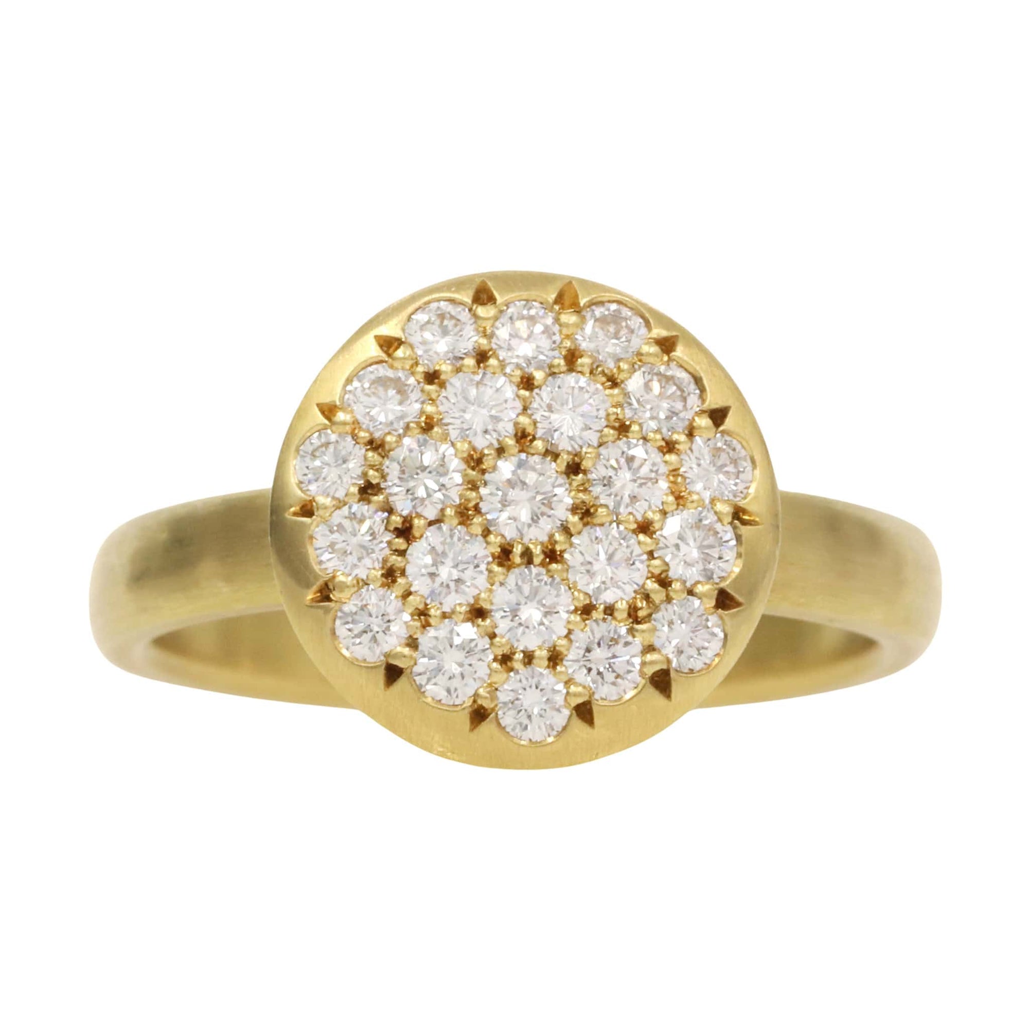 Caroline Ellen 20K Gold Medium &quot;Lentil&quot; Ring with Pave Diamonds