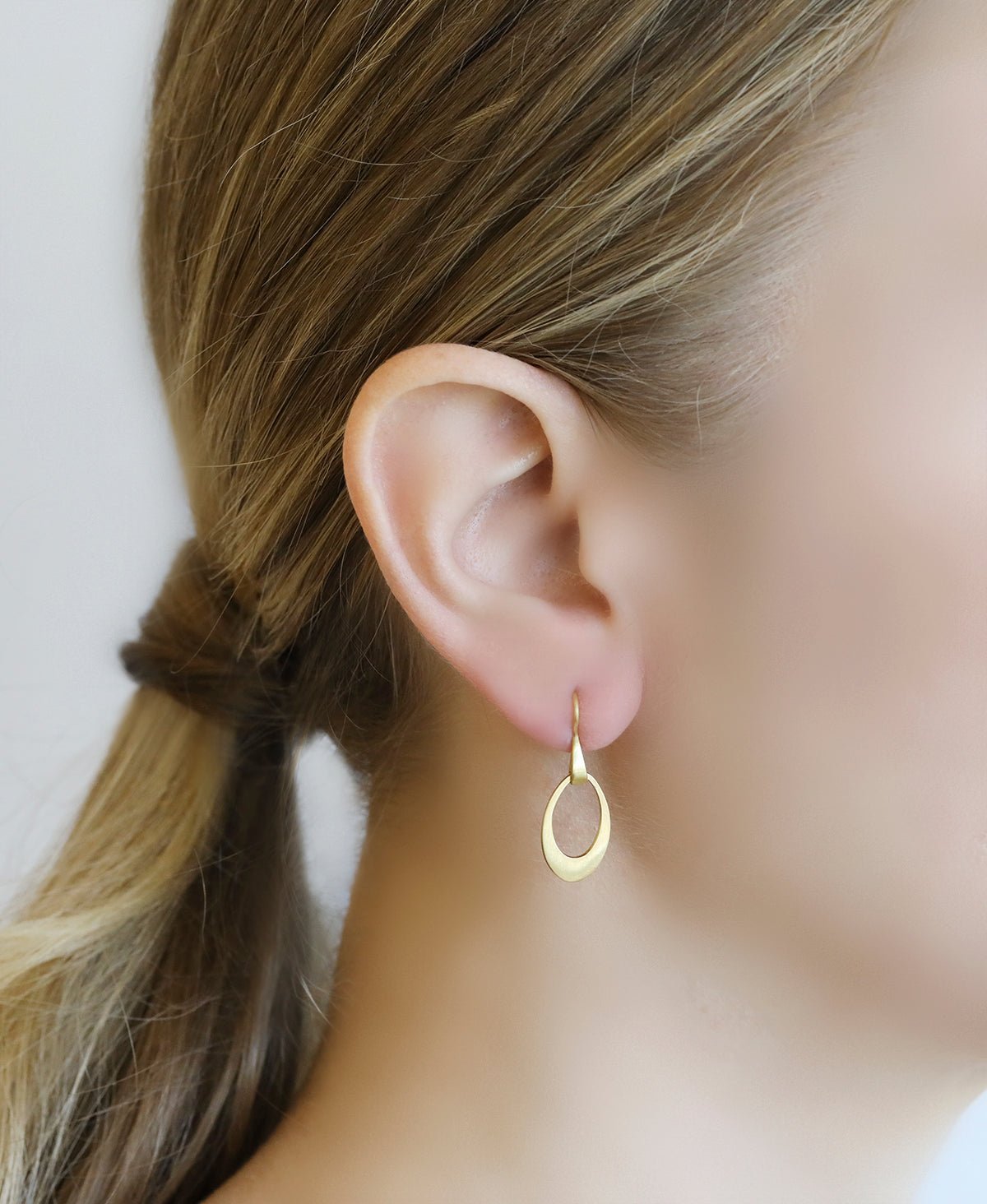 Caroline Ellen Mini Pear-Shaped &quot;Doorknocker&quot; Earrings on Sculptural Ear Wires