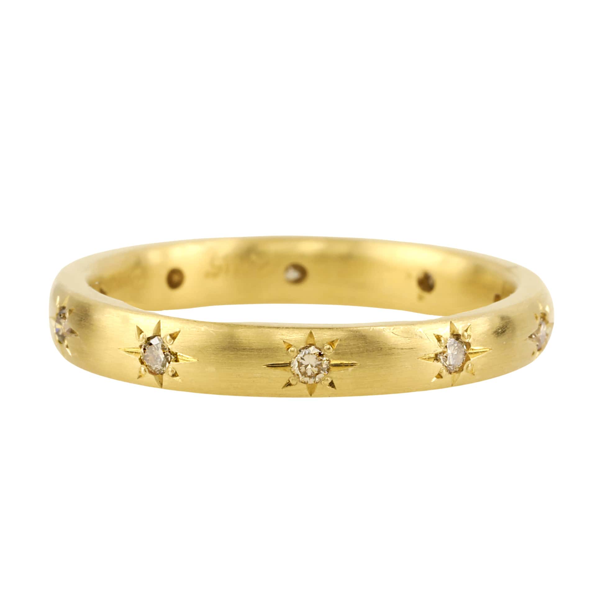 Caroline Ellen 20K Gold Narrow Band Ring with Star-Set Champagne Diamonds