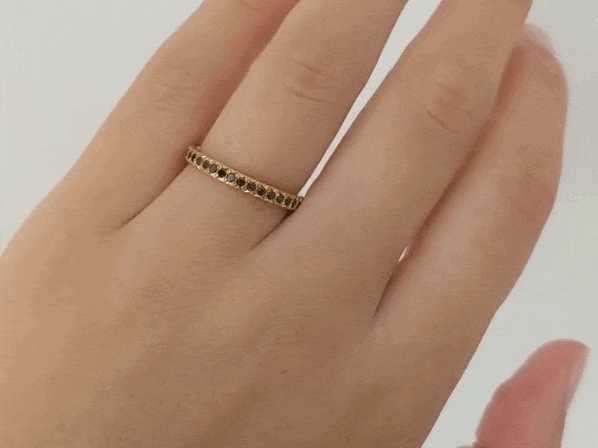 Caroline Ellen 20K Gold Pave Black Diamond Ring
