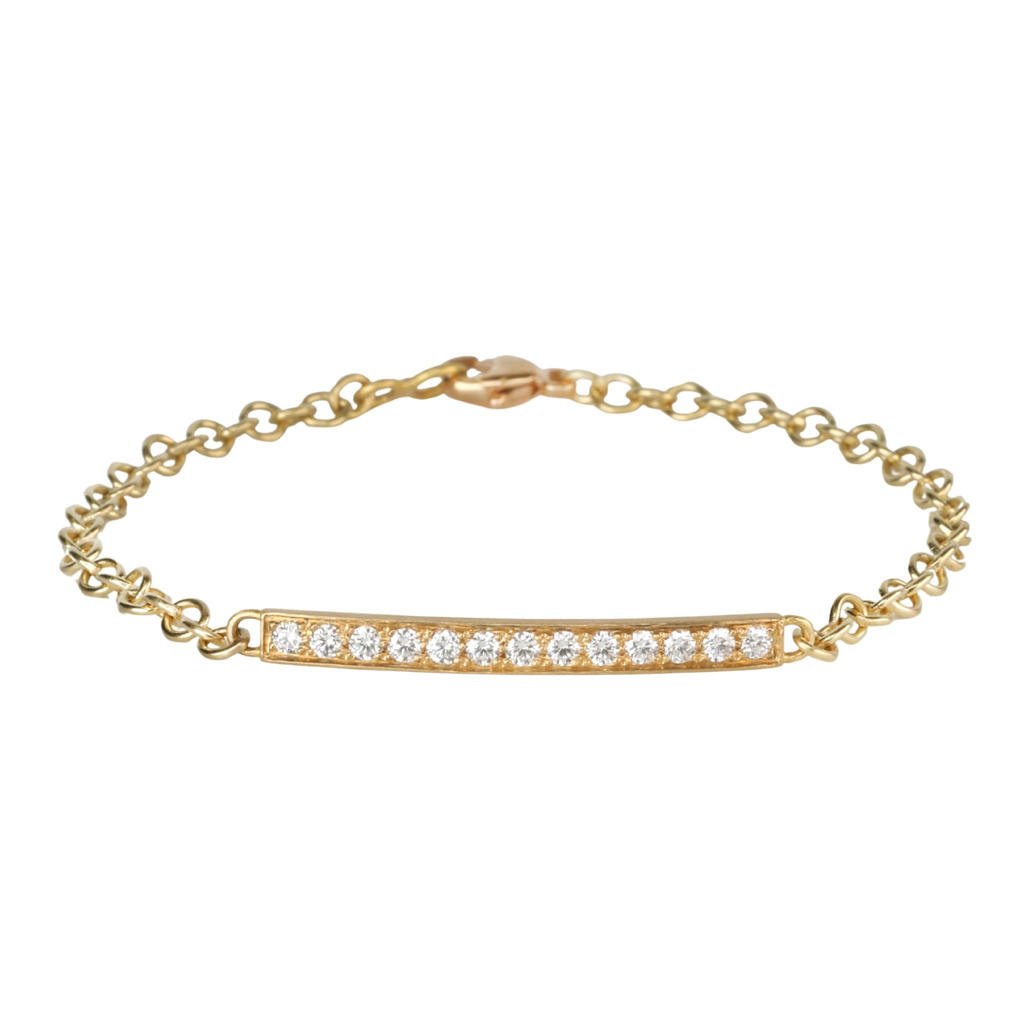 20K Gold Pave Diamond Bar Bracelet - Peridot Fine Jewelry - Caroline Ellen