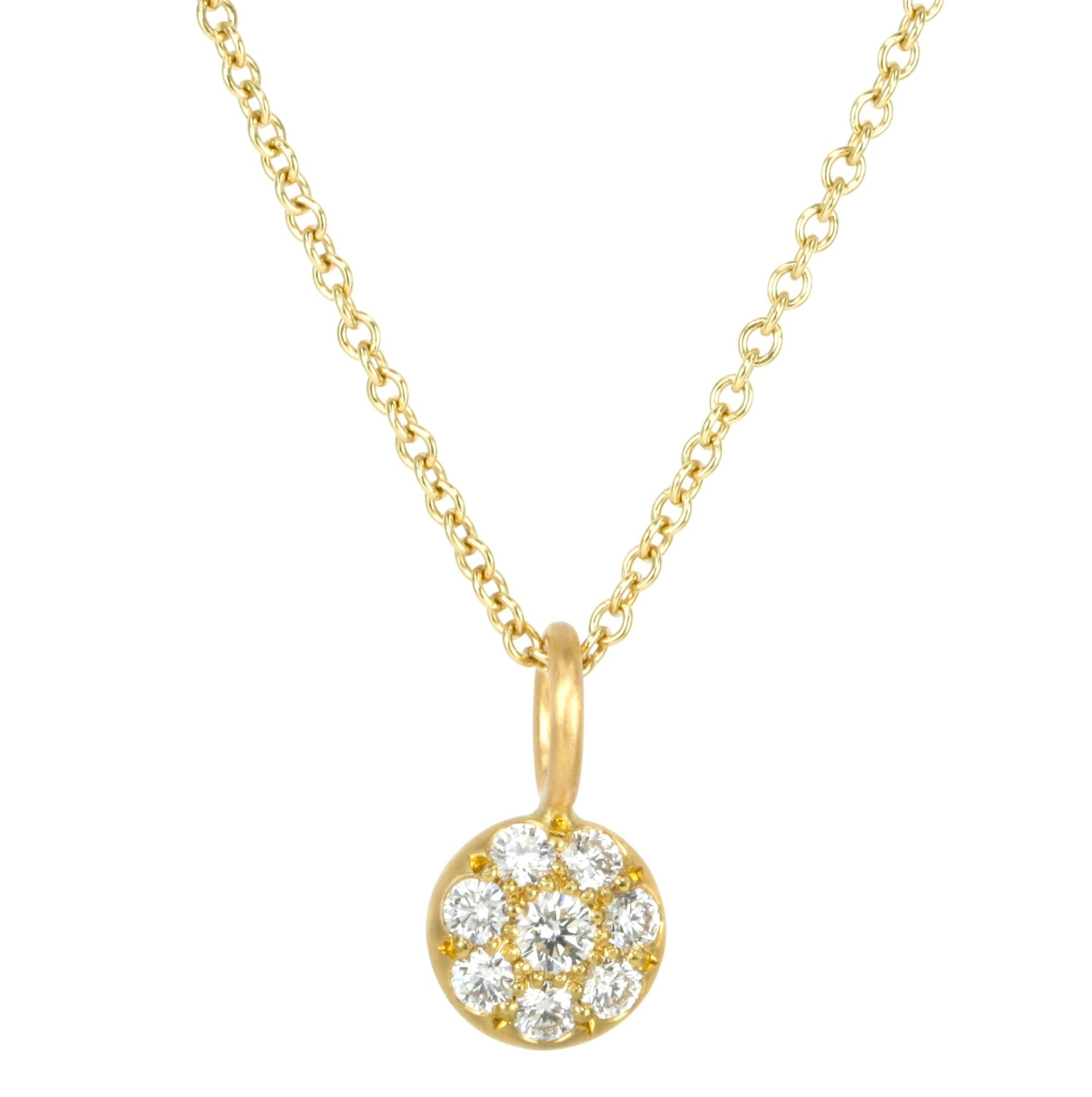 Caroline Ellen 20K Gold Pave Diamond &quot;Mini Lentil&quot; Pendant