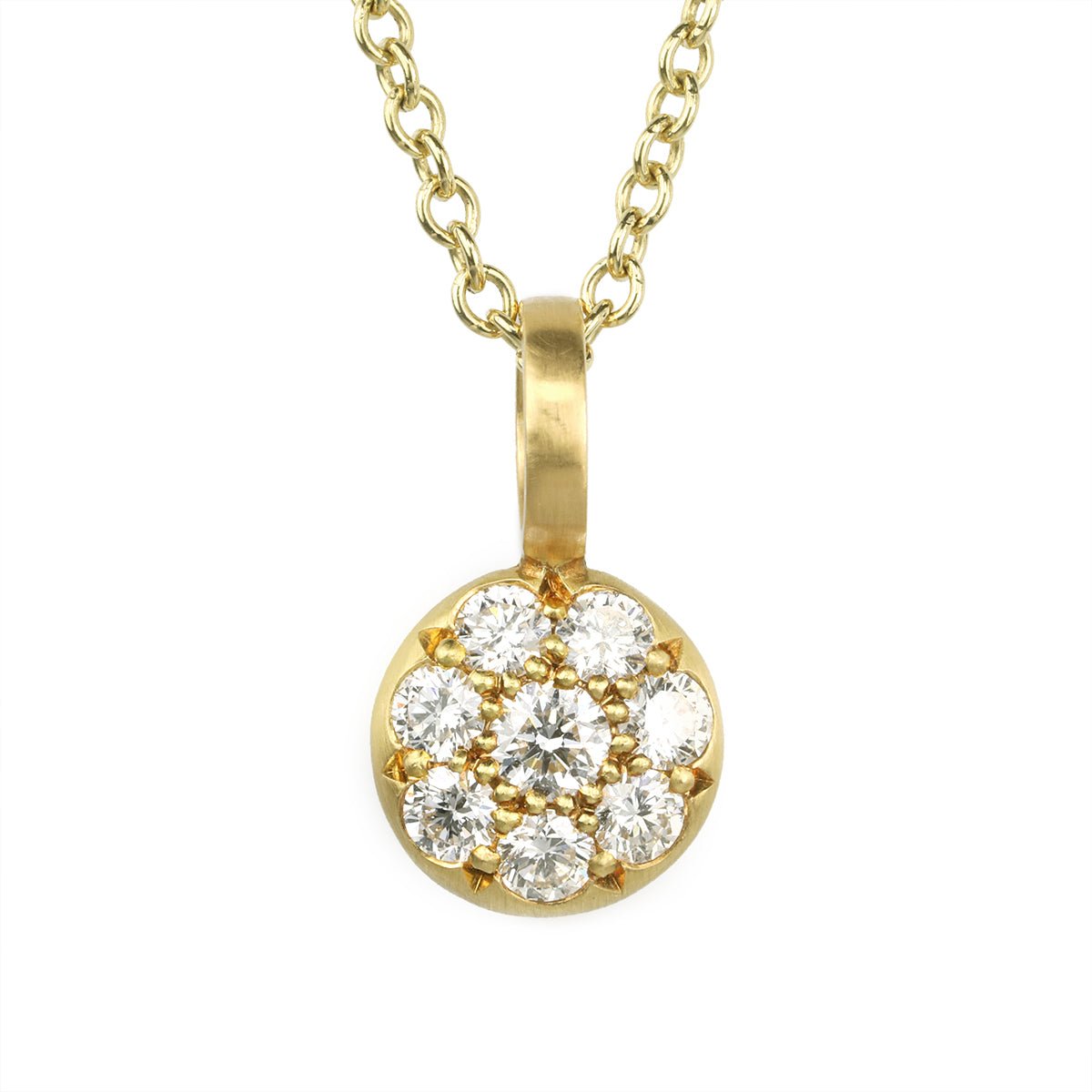 Caroline Ellen 20K Gold Pave Diamond &quot;Mini Lentil&quot; Pendant