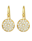 20K Gold Round Medium "Lentil" Pave Diamond Earrings