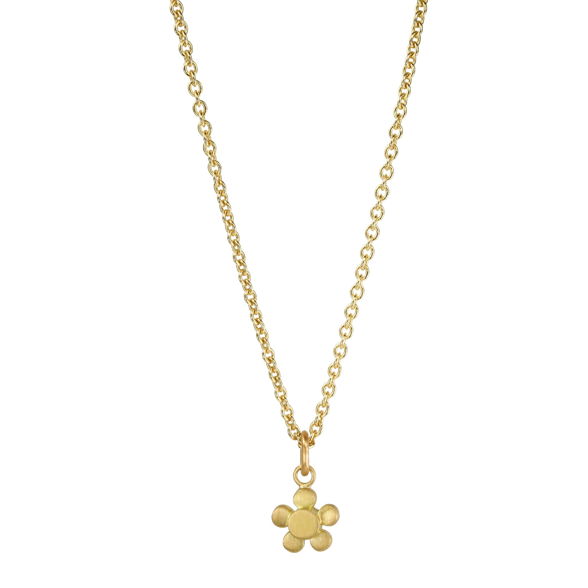 Caroline Ellen 20K Gold Solid Flower Pendant with Five Round Petals