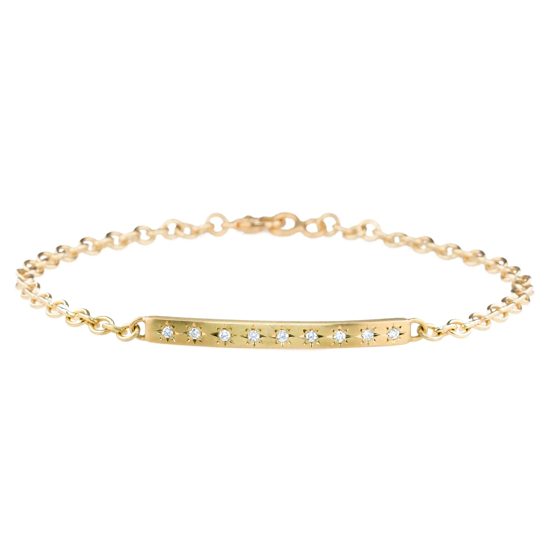 20K Gold Star-Set Diamond Bar Bracelet - Peridot Fine Jewelry - Caroline Ellen