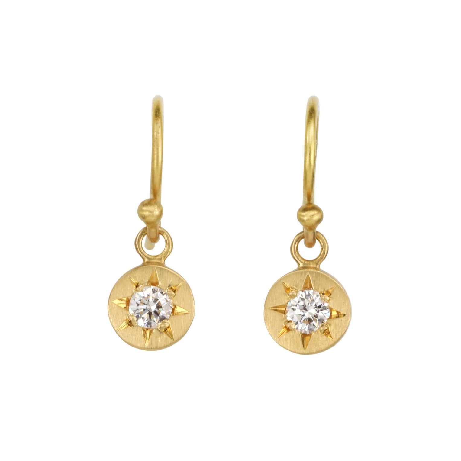 Caroline Ellen 20K Gold Star-Set Diamond Tablet Earrings