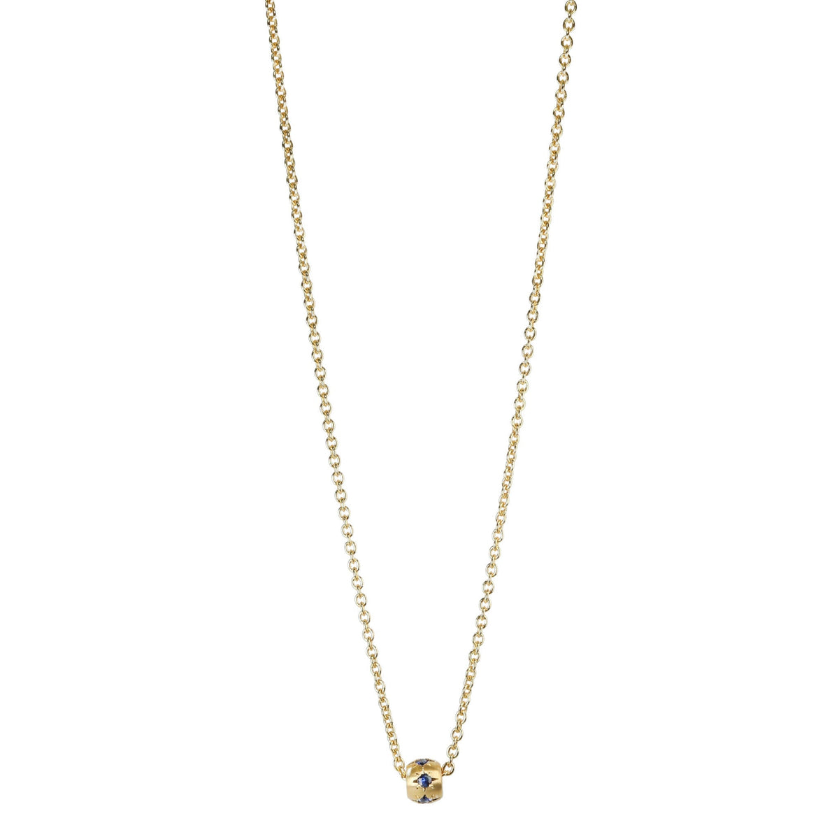 20K Gold Wide Star-Set Blue Sapphire Rondelle Necklace - Peridot Fine Jewelry - Caroline Ellen