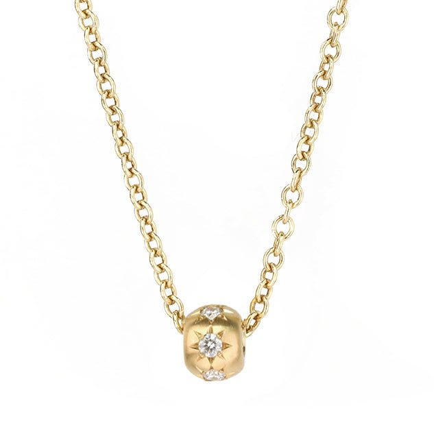 Caroline Ellen 20K Gold Wide Star-Set Diamond Rondelle Necklace