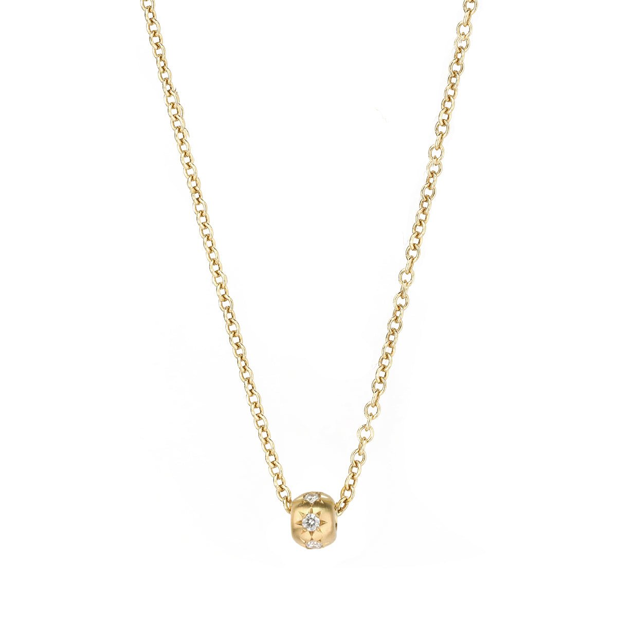 Caroline Ellen 20K Gold Wide Star-Set Diamond Rondelle Necklace