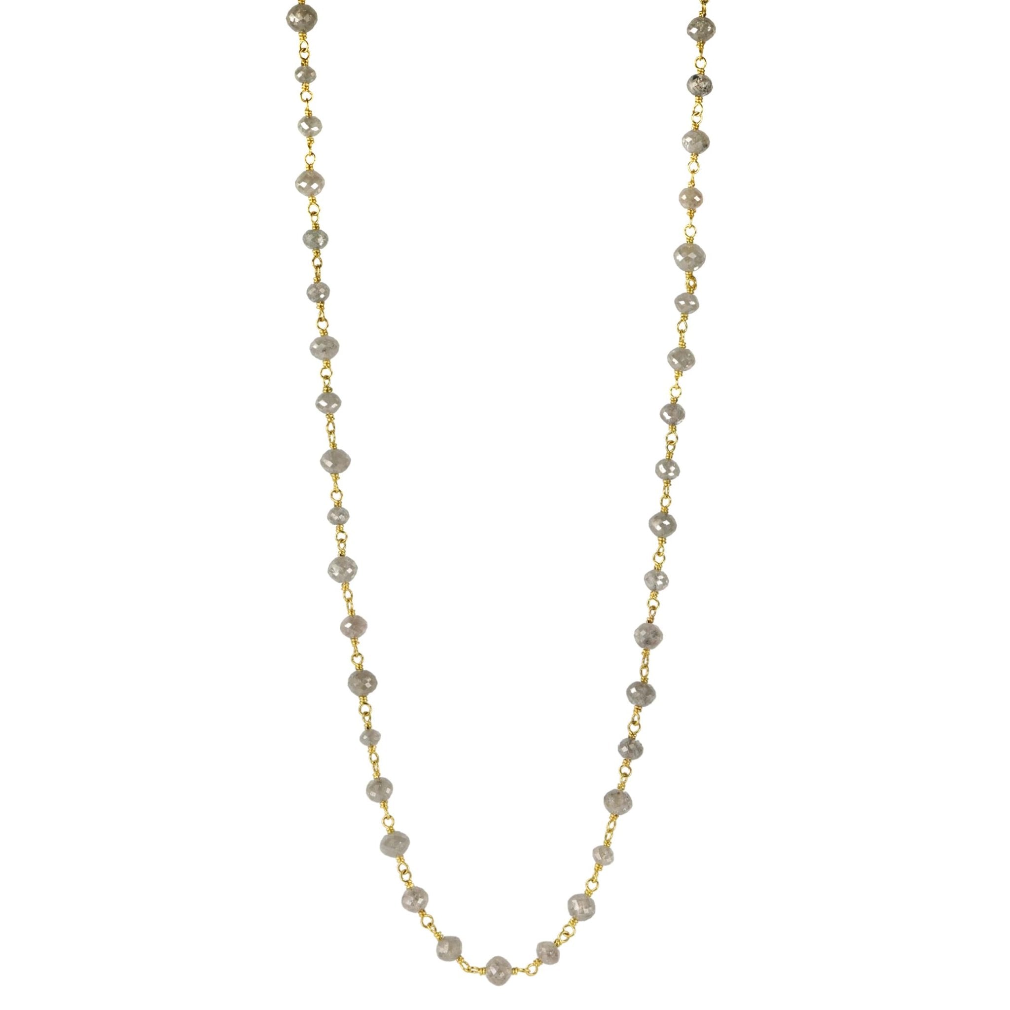 Caroline Ellen 18K Gold Wire-Wrapped Grey Diamond Necklace