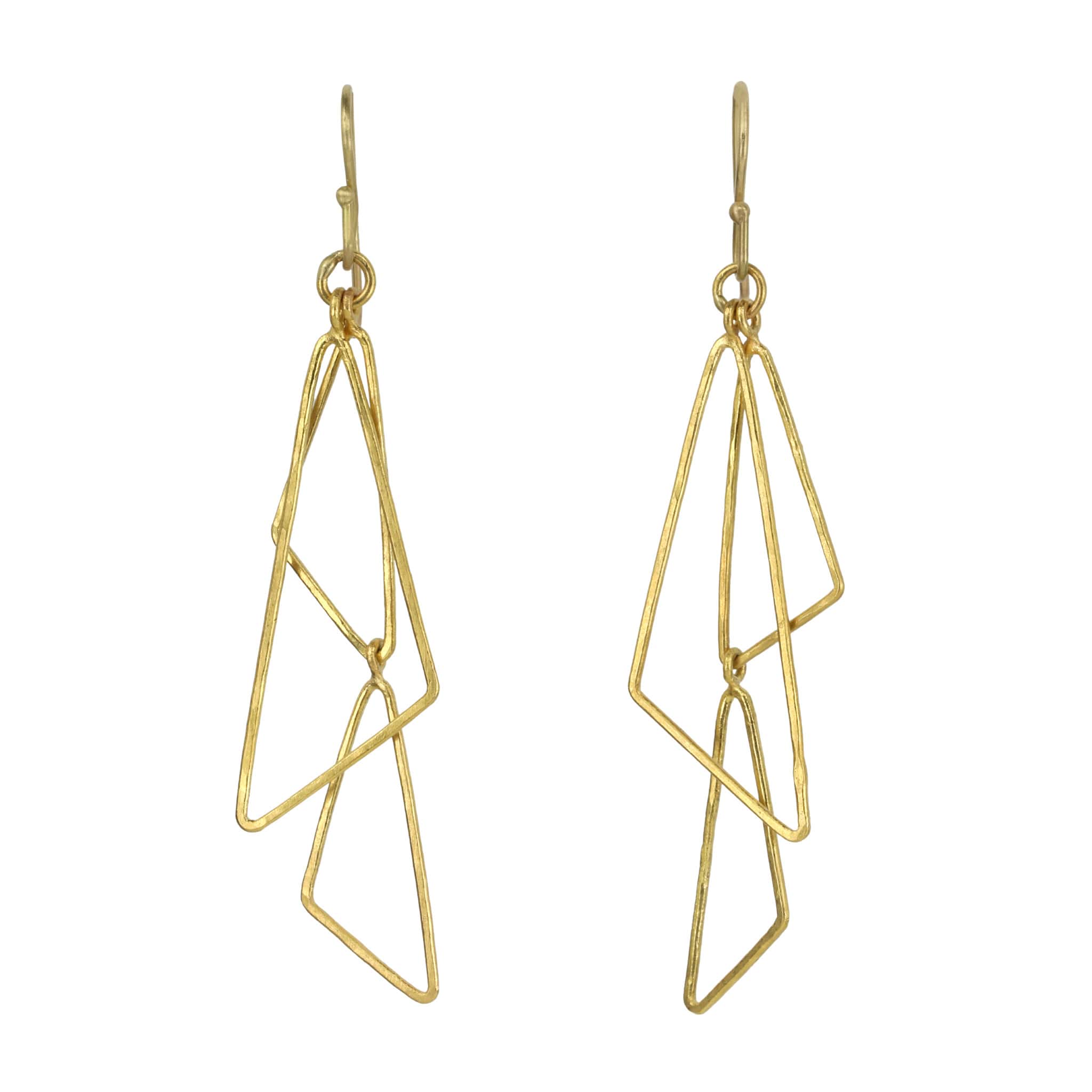 Rosanne Pugliese 22 Karat Yellow Gold Triple Triangle Drop Earrings