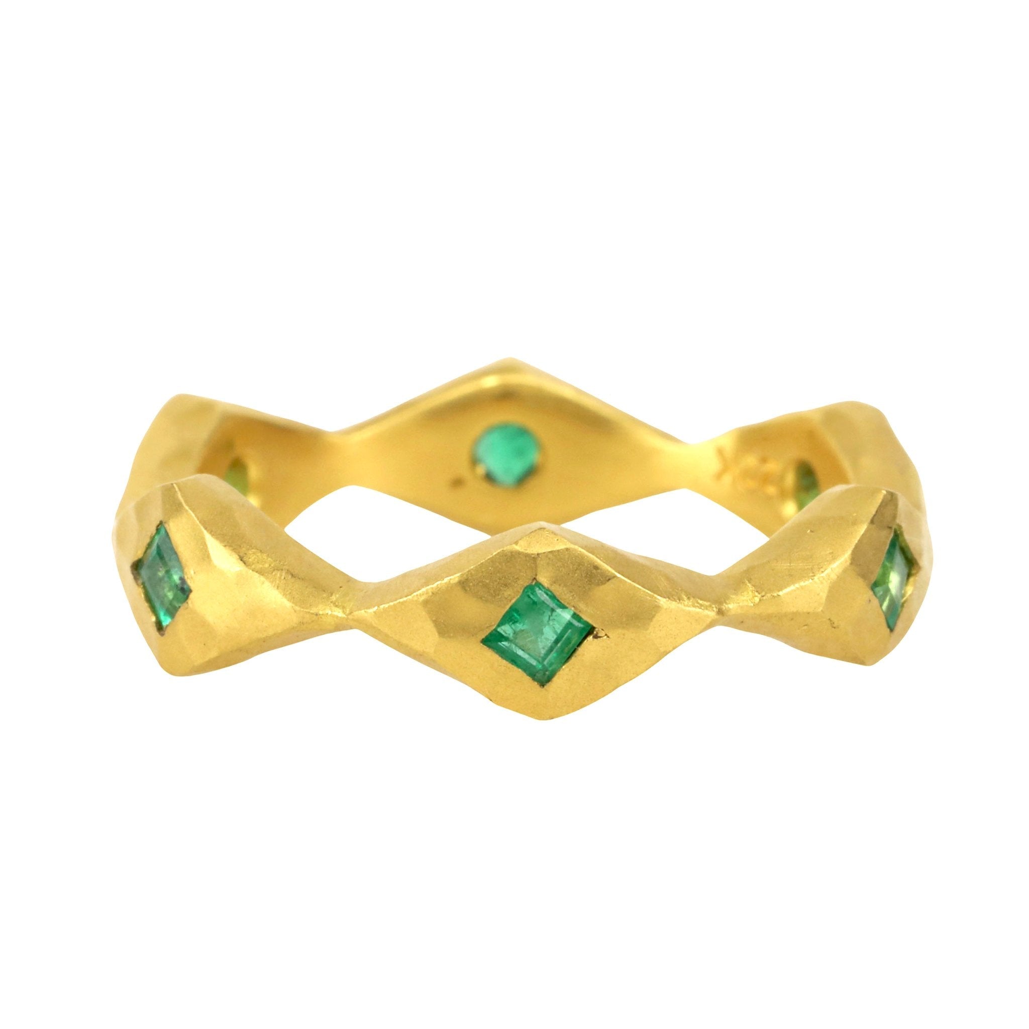 Cathy Waterman 22K Gold and Emerald &quot;Diamond Shaped&quot; Band
