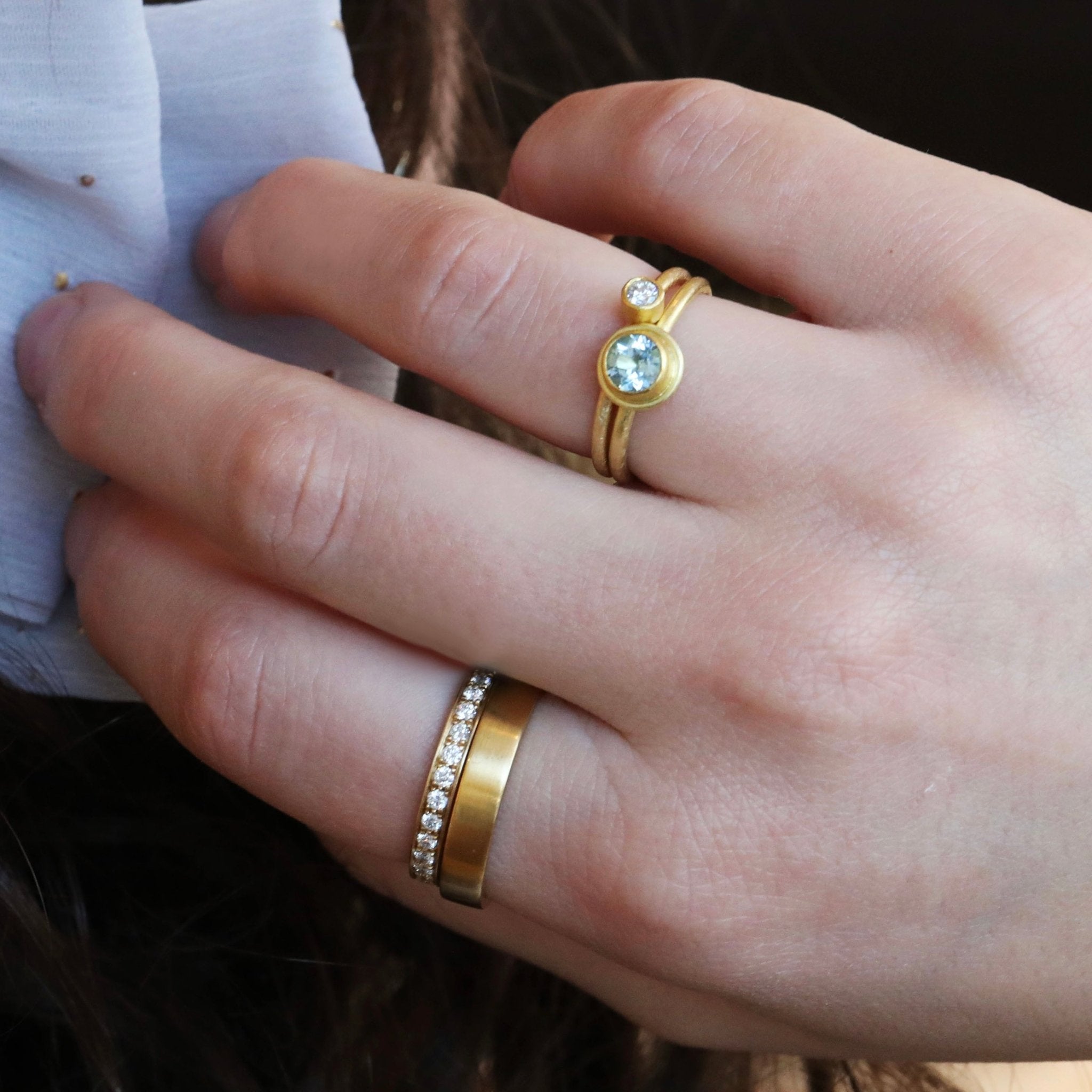 22K Gold Bezel-Set Diamond Ring - Peridot Fine Jewelry - Petra Class