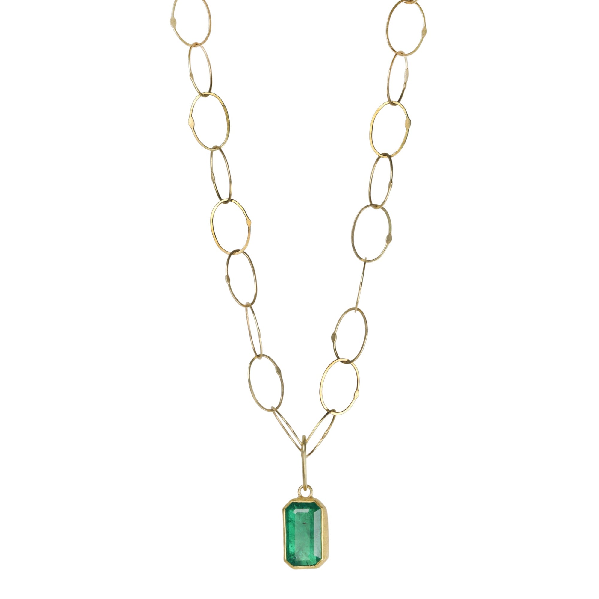 22K Gold Bezel-Set Emerald Pendant - Peridot Fine Jewelry - Petra Class