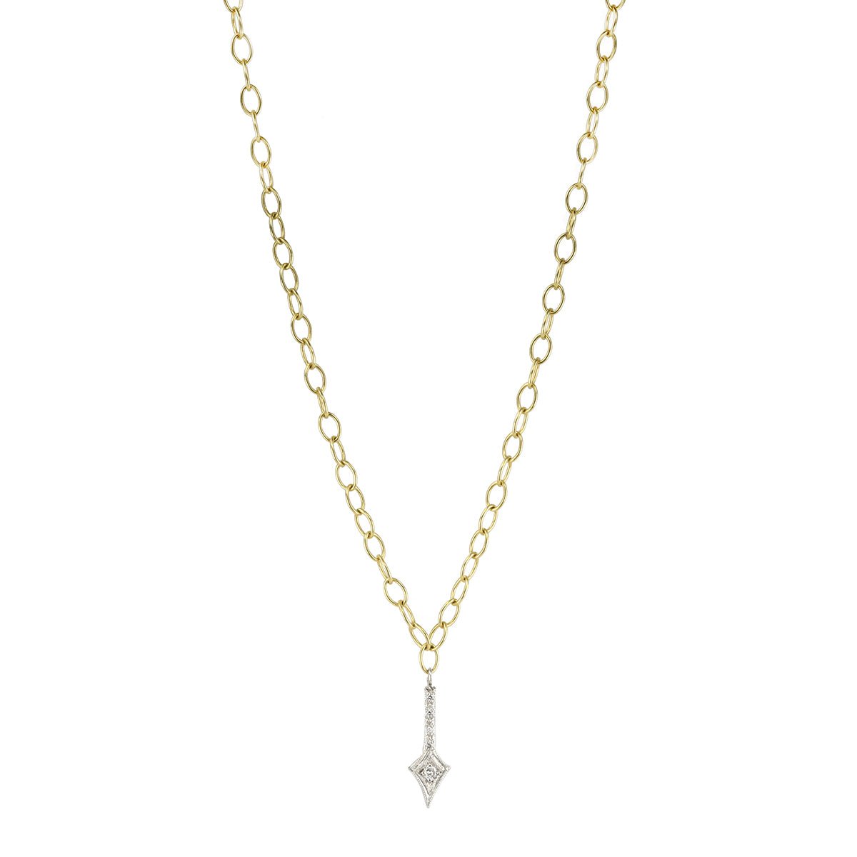 22K Gold Chain Necklace with Platinum &amp; Diamond Arrow