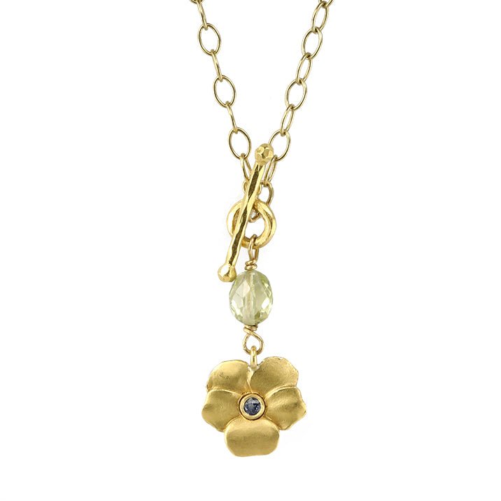 Cathy Waterman 22K Gold &quot;Forest Violet&quot; Necklace with Green Tourmaline and Blue Sapphires