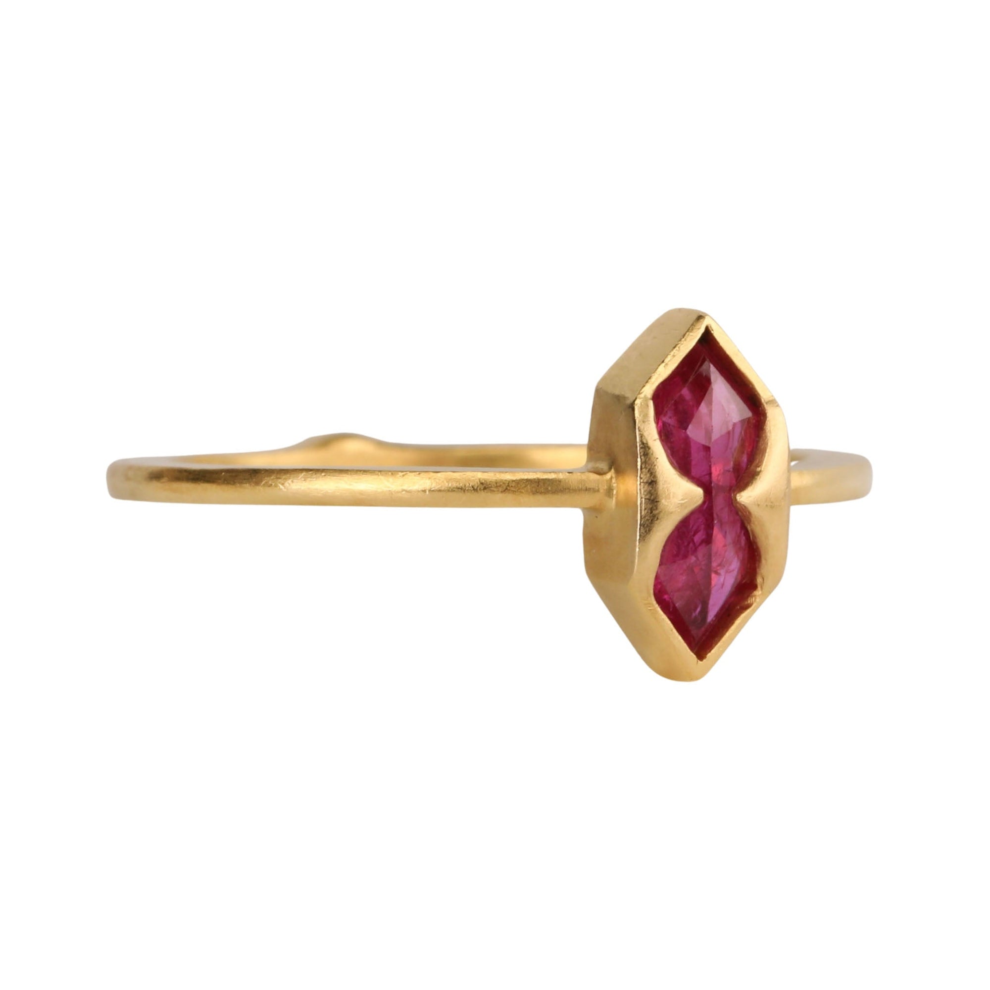 22K Gold Natural Ruby &quot;Shield&quot; Ring - Peridot Fine Jewelry - Cathy Waterman