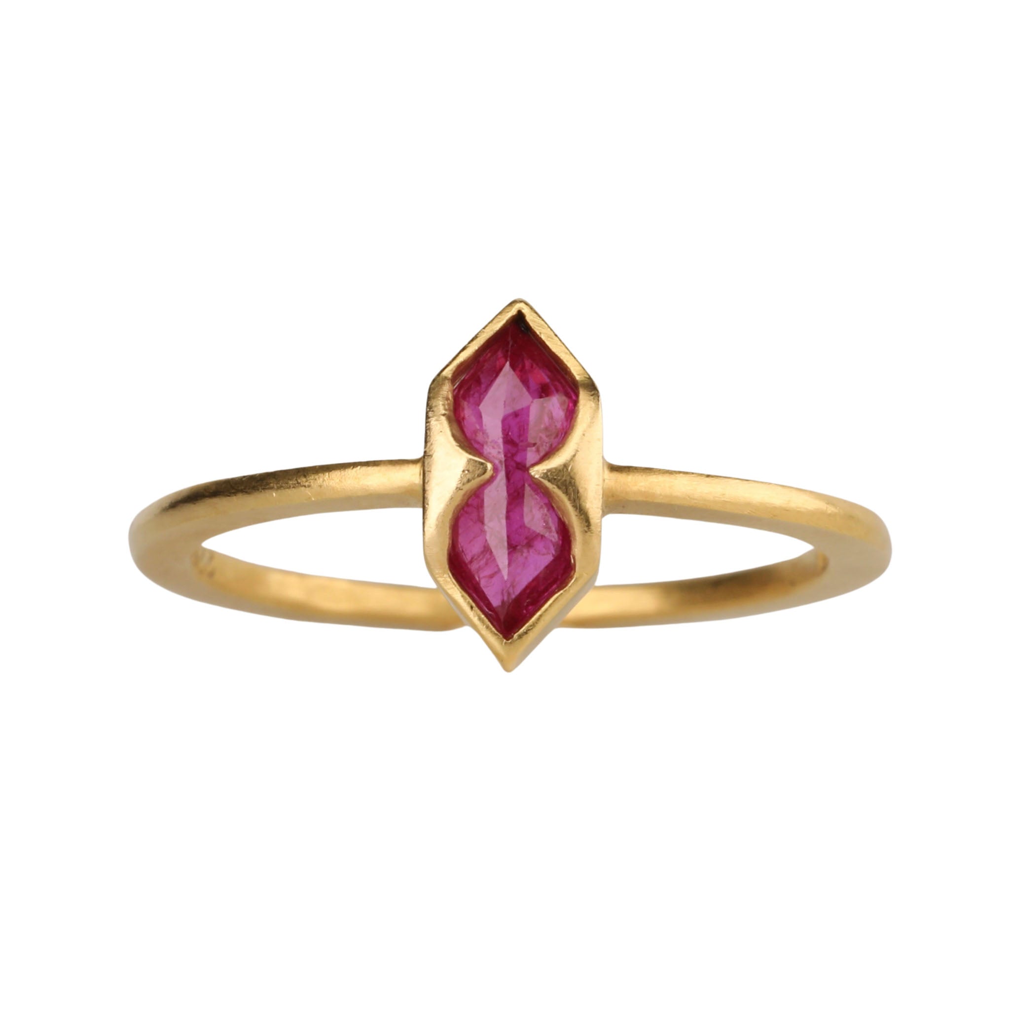 22K Gold Natural Ruby &quot;Shield&quot; Ring - Peridot Fine Jewelry - Cathy Waterman