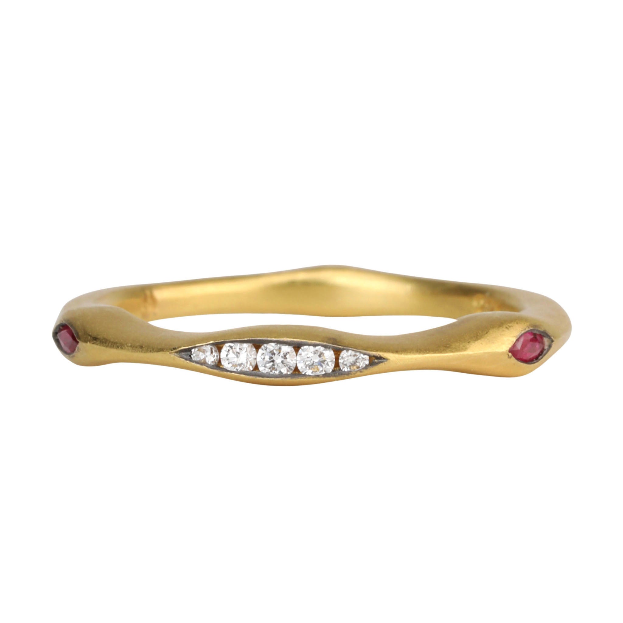 22K Gold Pave Diamond & Ruby "Eye of Horus" Ring - Peridot Fine Jewelry - Cathy Waterman