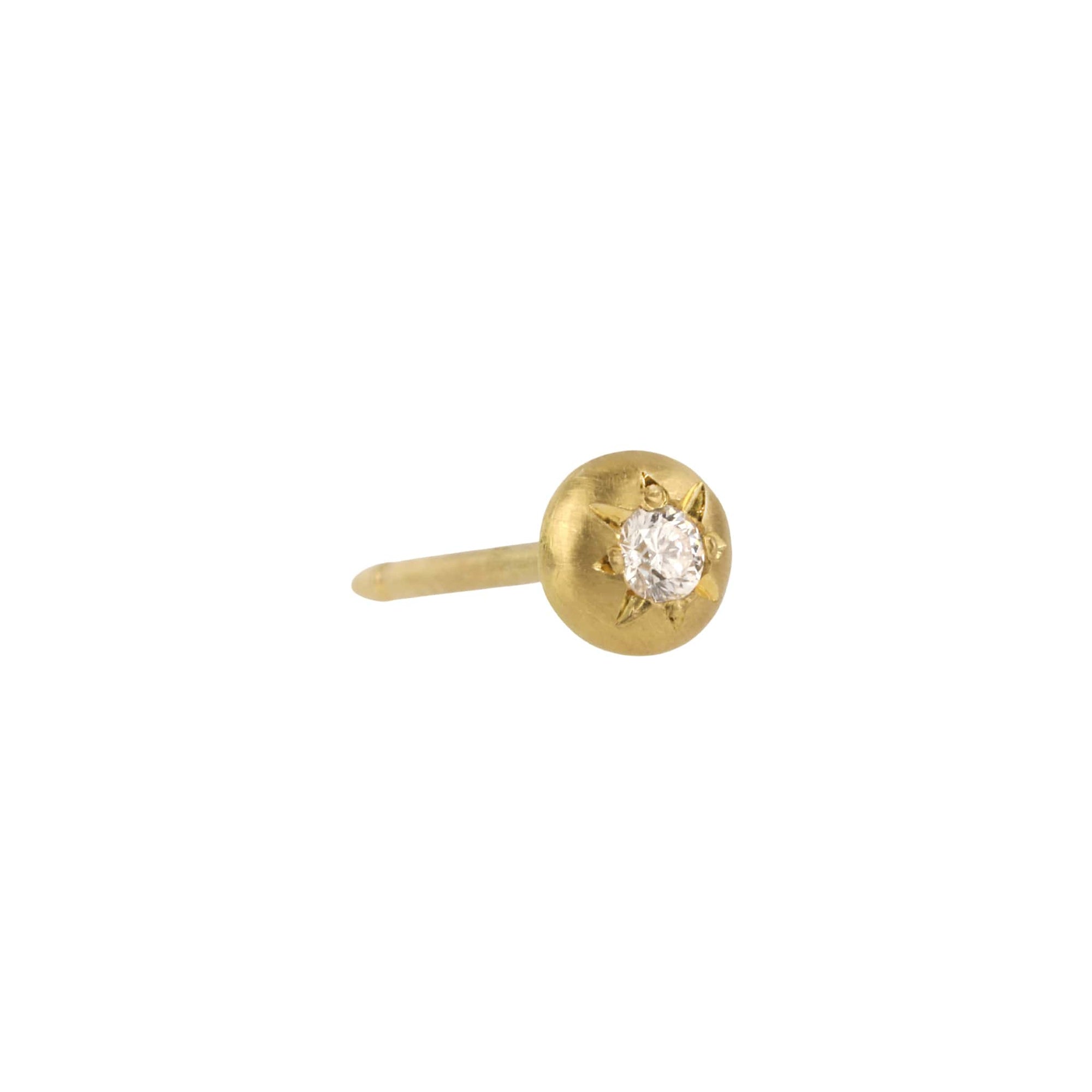 22K Gold Star - Set Diamond Stud Earring - Rounded Top - Peridot Fine Jewelry - Caroline Ellen