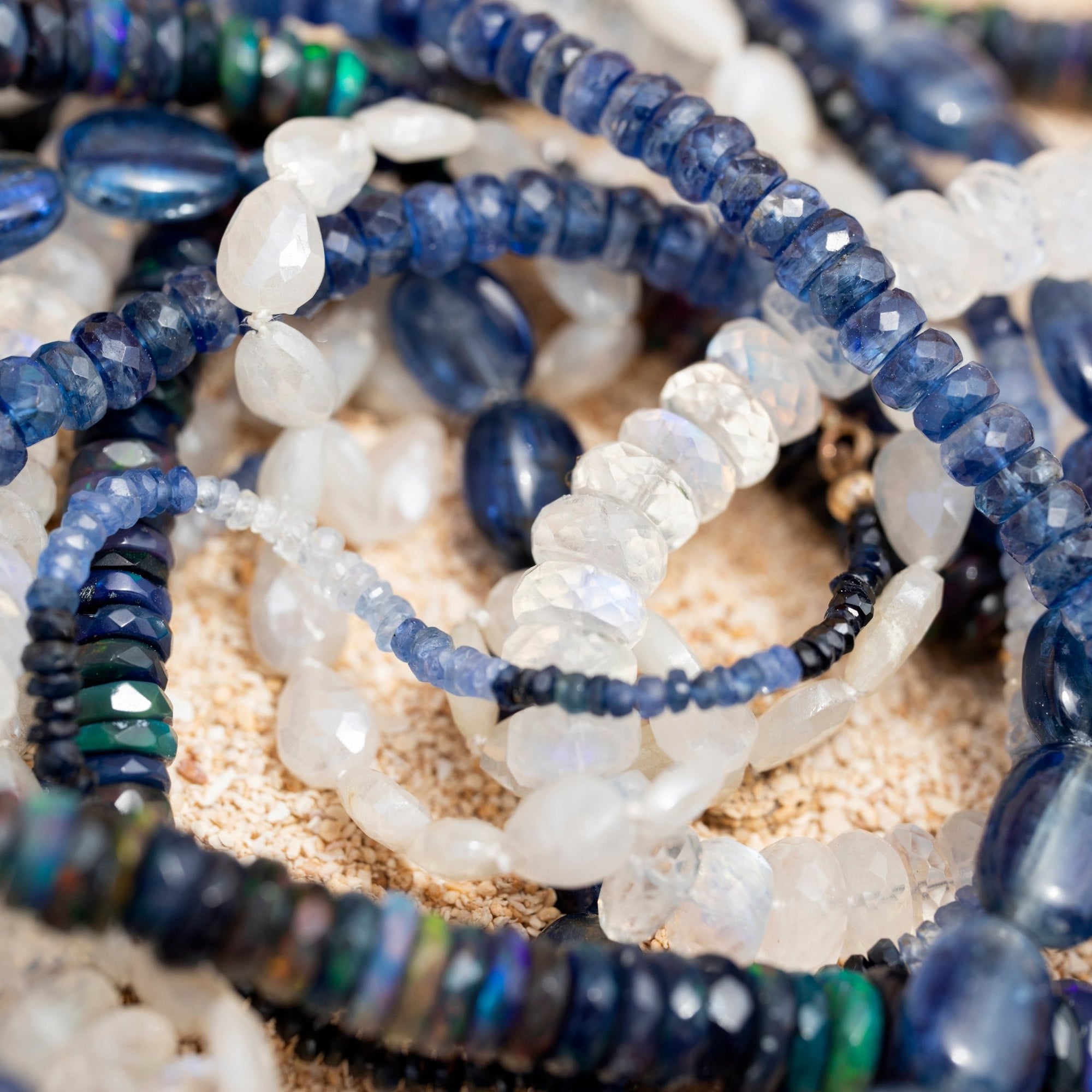 Zahava 24&quot; Faceted Rainbow Moonstone Beaded Necklace