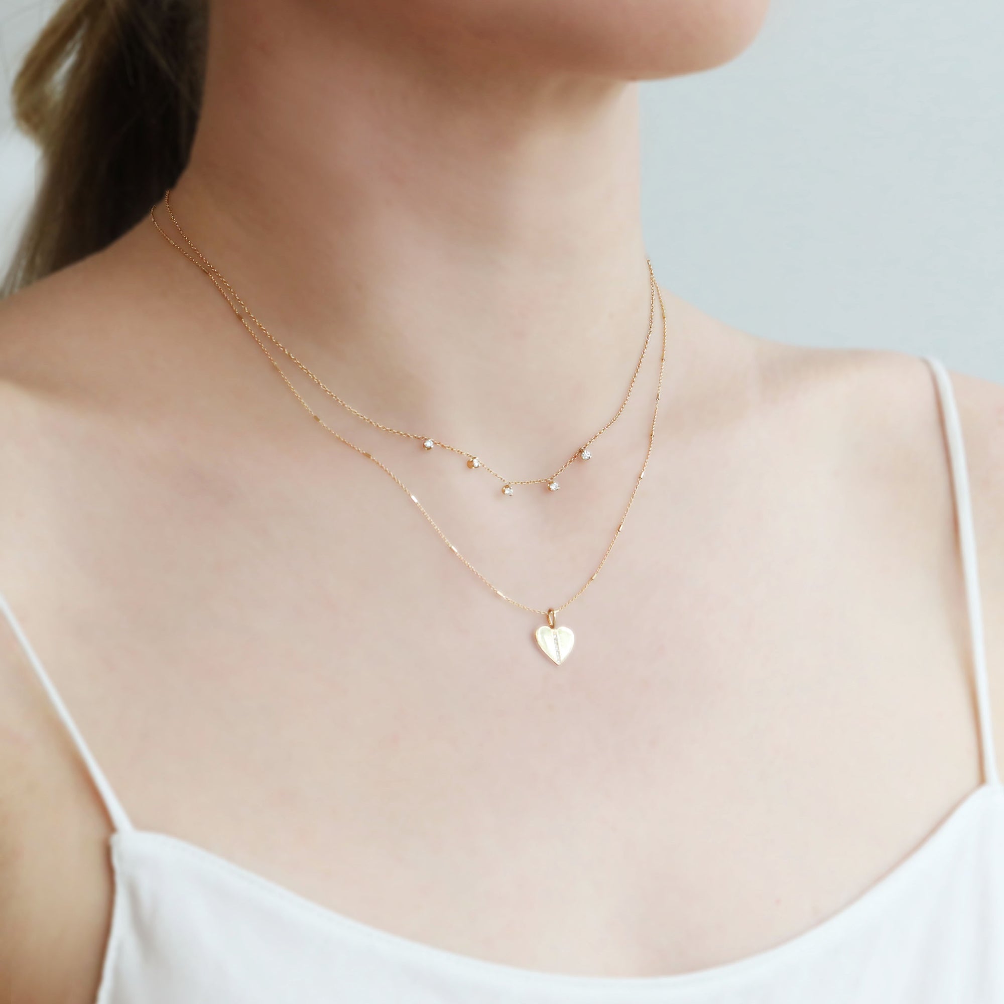 Zoe Chicco Gold and Five Prong-Set Diamond Necklace