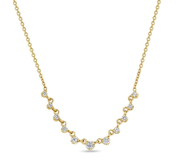 Zoe Chicco Gold Necklace with Graduated Diamonds