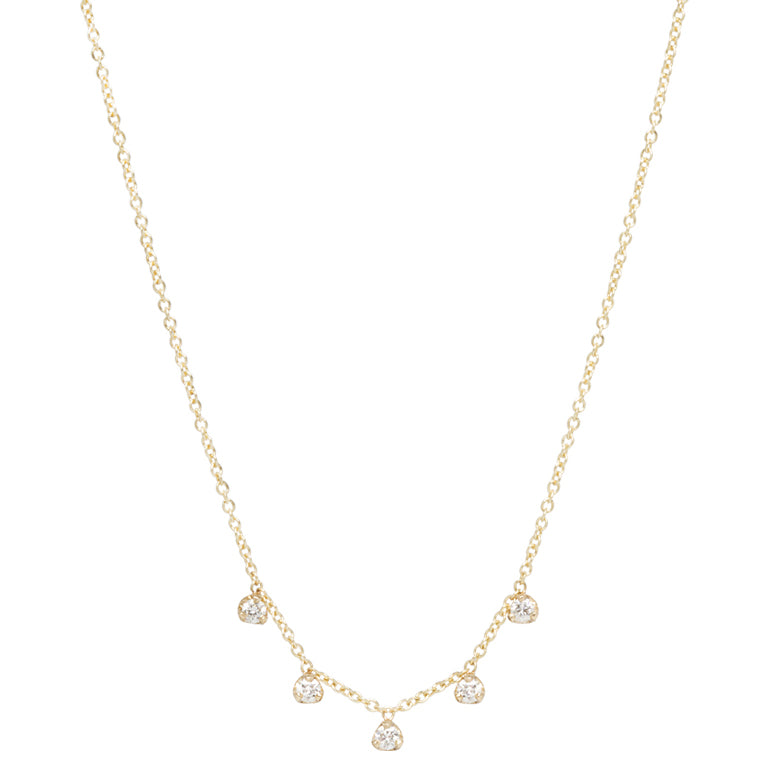 Zoe Chicco Gold and Five Prong-Set Diamond Necklace