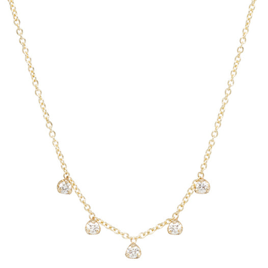 Zoe Chicco Gold and Five Prong-Set Diamond Necklace