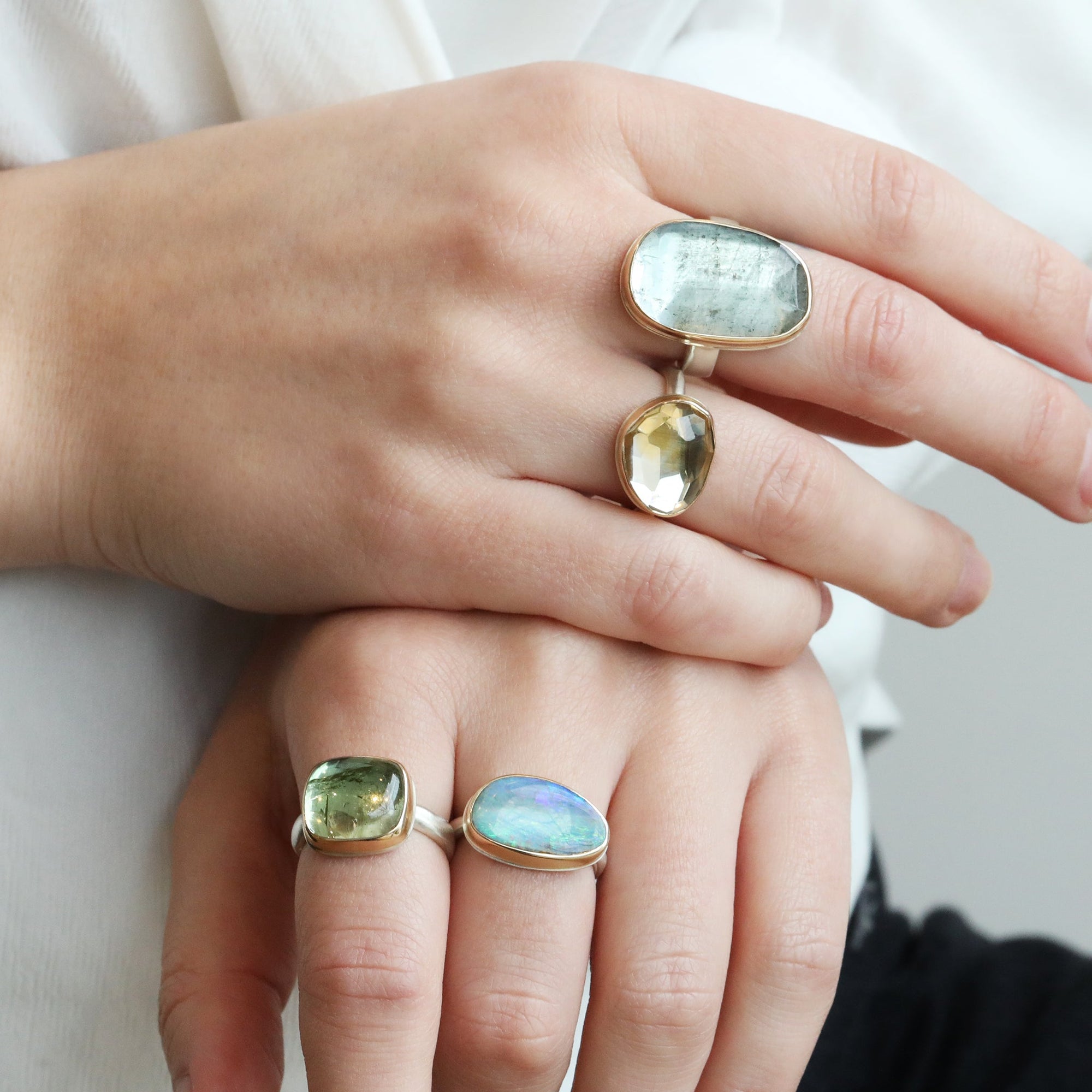 Asymmetrical Boulder Opal Ring - Peridot Fine Jewelry - Jamie Joseph