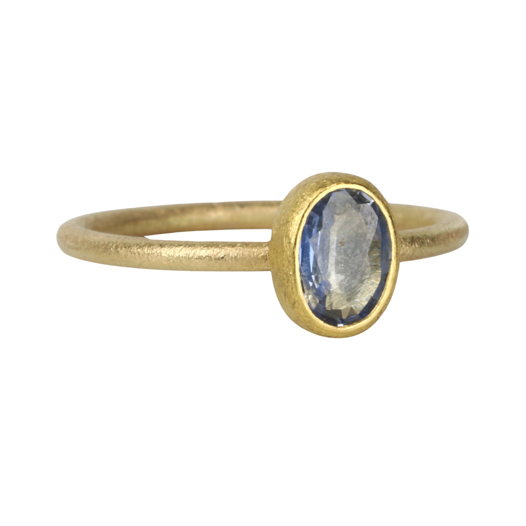 Bezel-Set Oval Faceted Sapphire Ring - Peridot Fine Jewelry - Petra Class