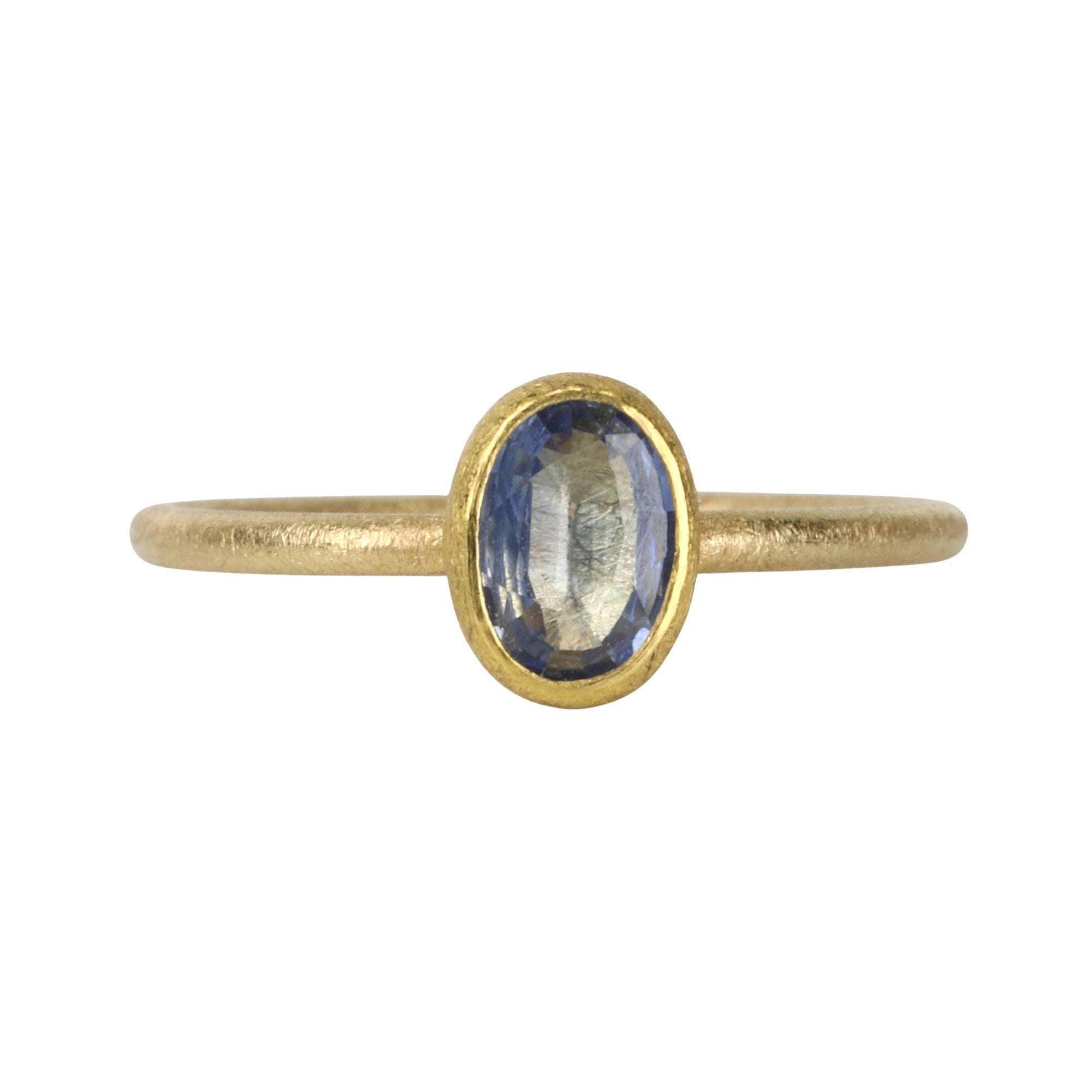 Bezel-Set Oval Faceted Sapphire Ring - Peridot Fine Jewelry - Petra Class