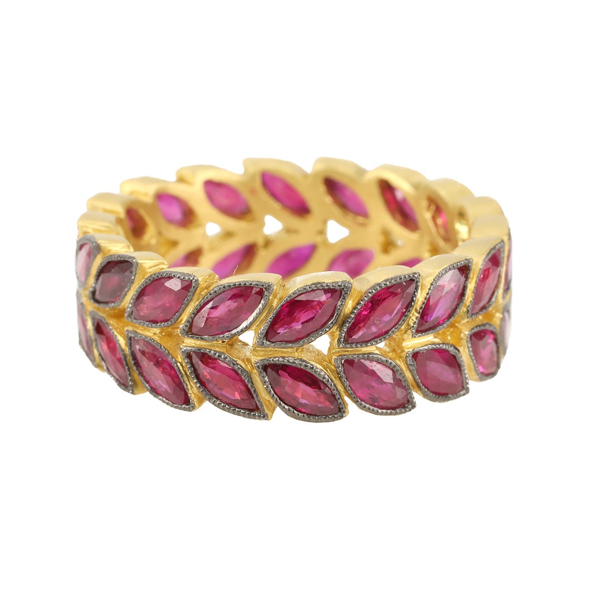 Cathy Waterman Blackened 22K Gold Ruby &quot;Laurel&quot; Ring