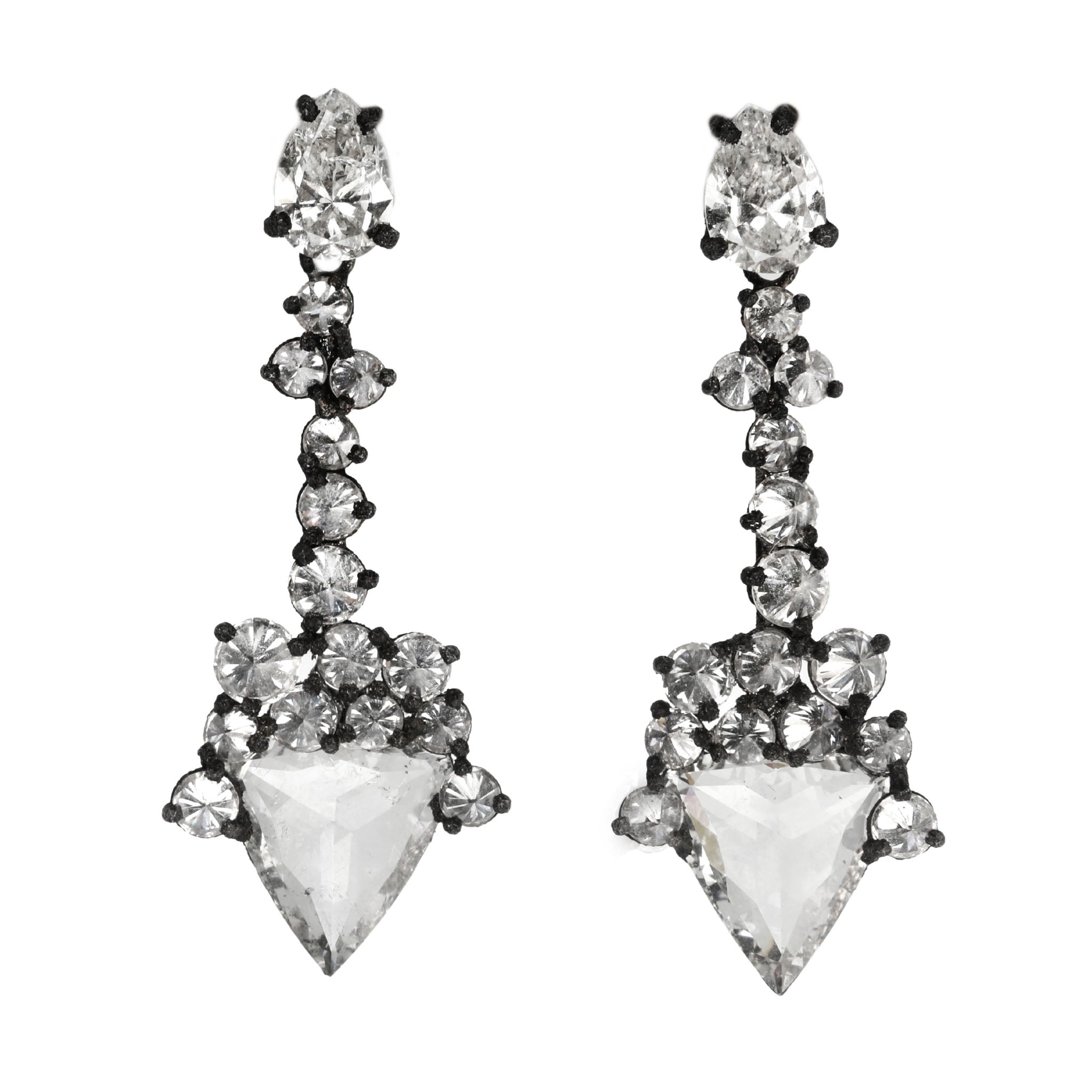 Blackened Gold & Diamond Earrings with Triangular Rose-Cut Diamonds - Peridot Fine Jewelry - TAP by Todd Pownell