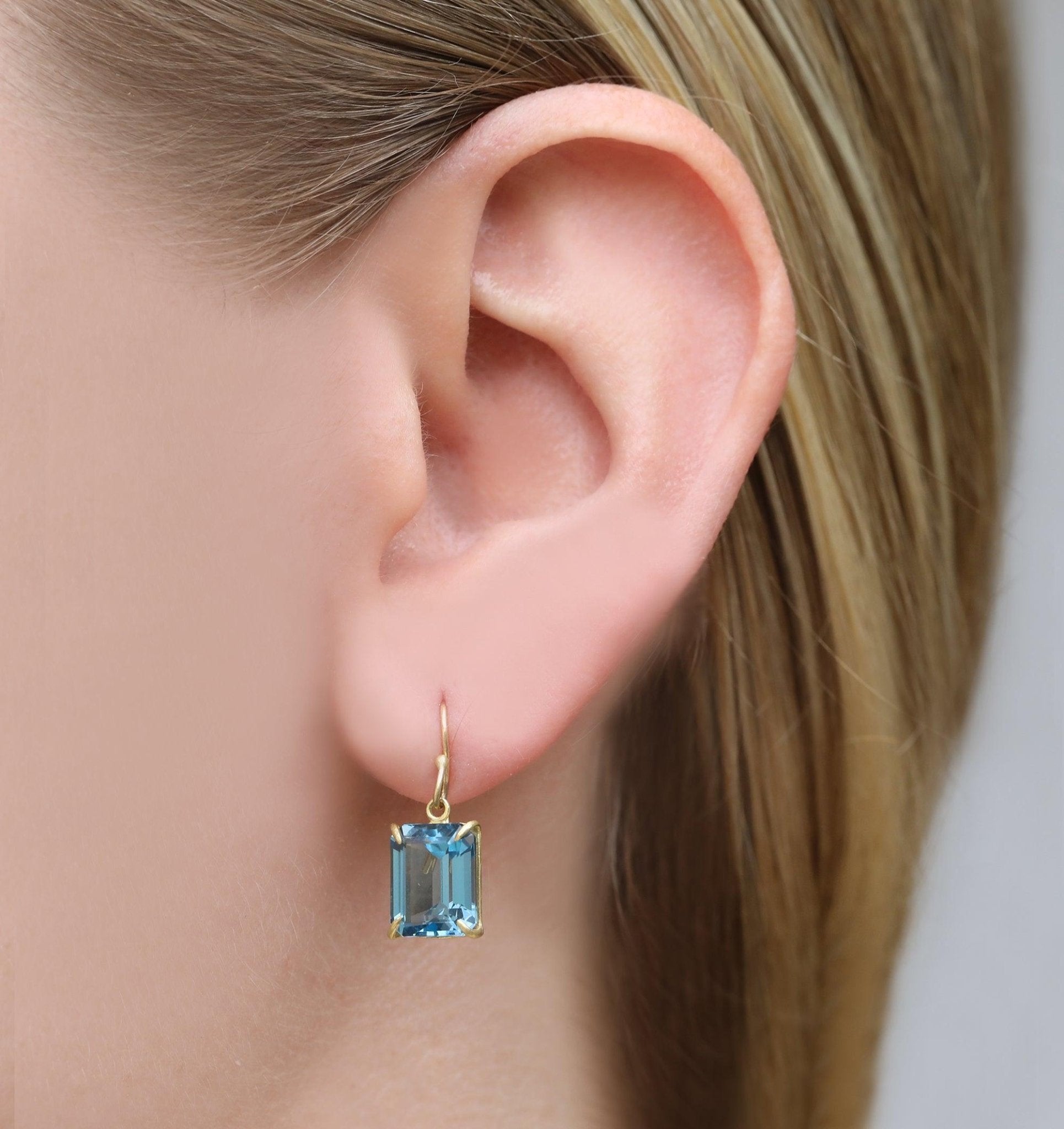 Blue Topaz Emerald Cut Earrings