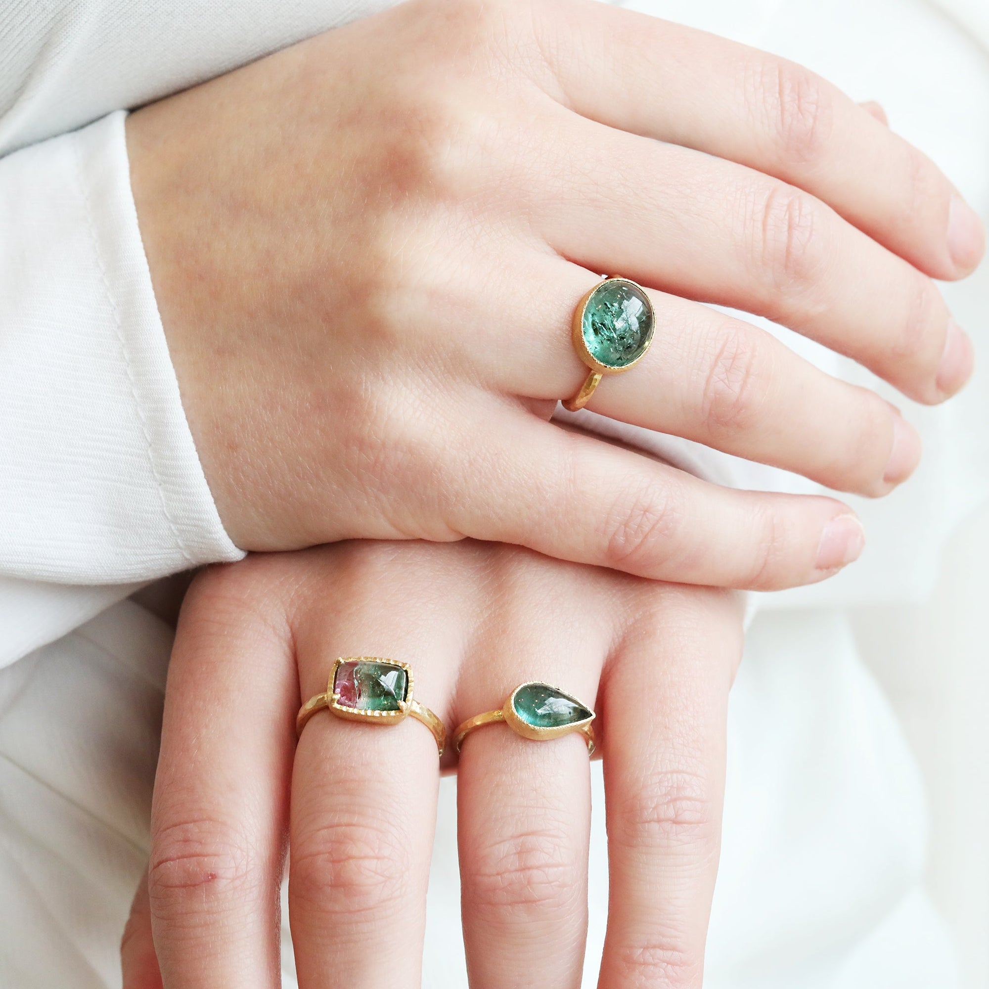 Cabochon Oval Green Tourmaline Ring - Peridot Fine Jewelry - Yasuko Azuma