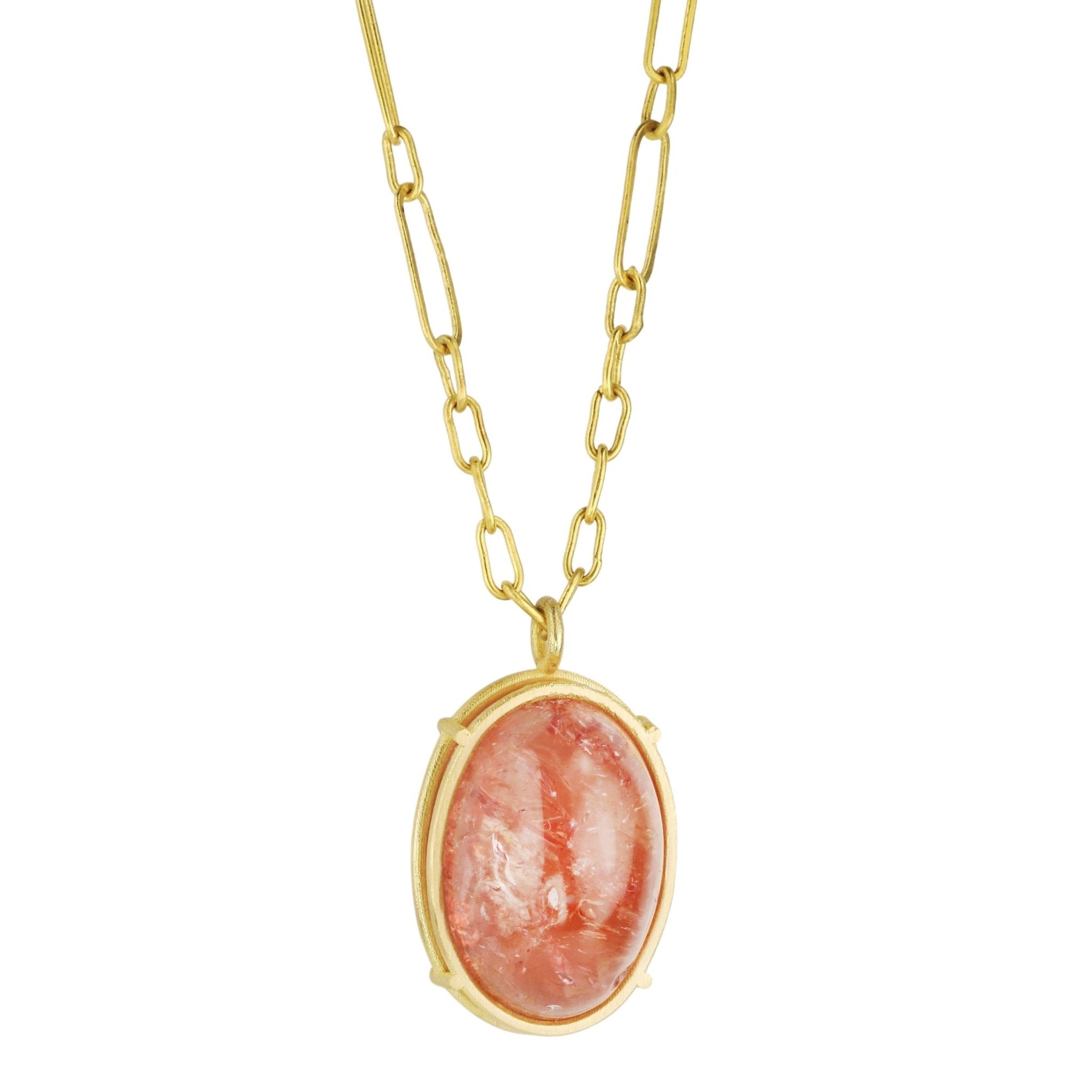 Rosanne Pugliese Cage-Set Cabochon Imperial Topaz Necklace on 22K Gold Chain