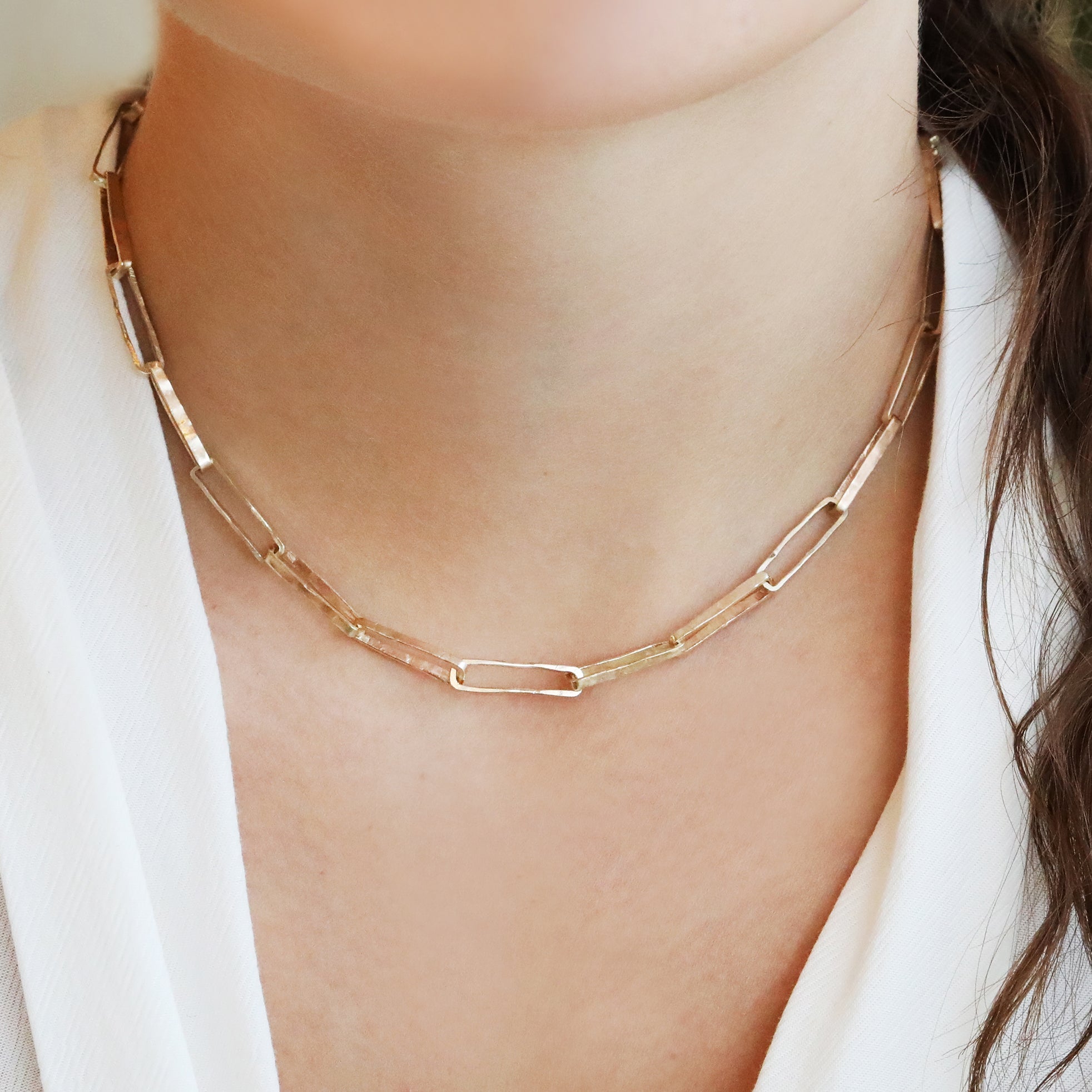 &quot;Cary York&quot; Gold Rectangular Link Necklace - Peridot Fine Jewelry - Sarah Macfadden